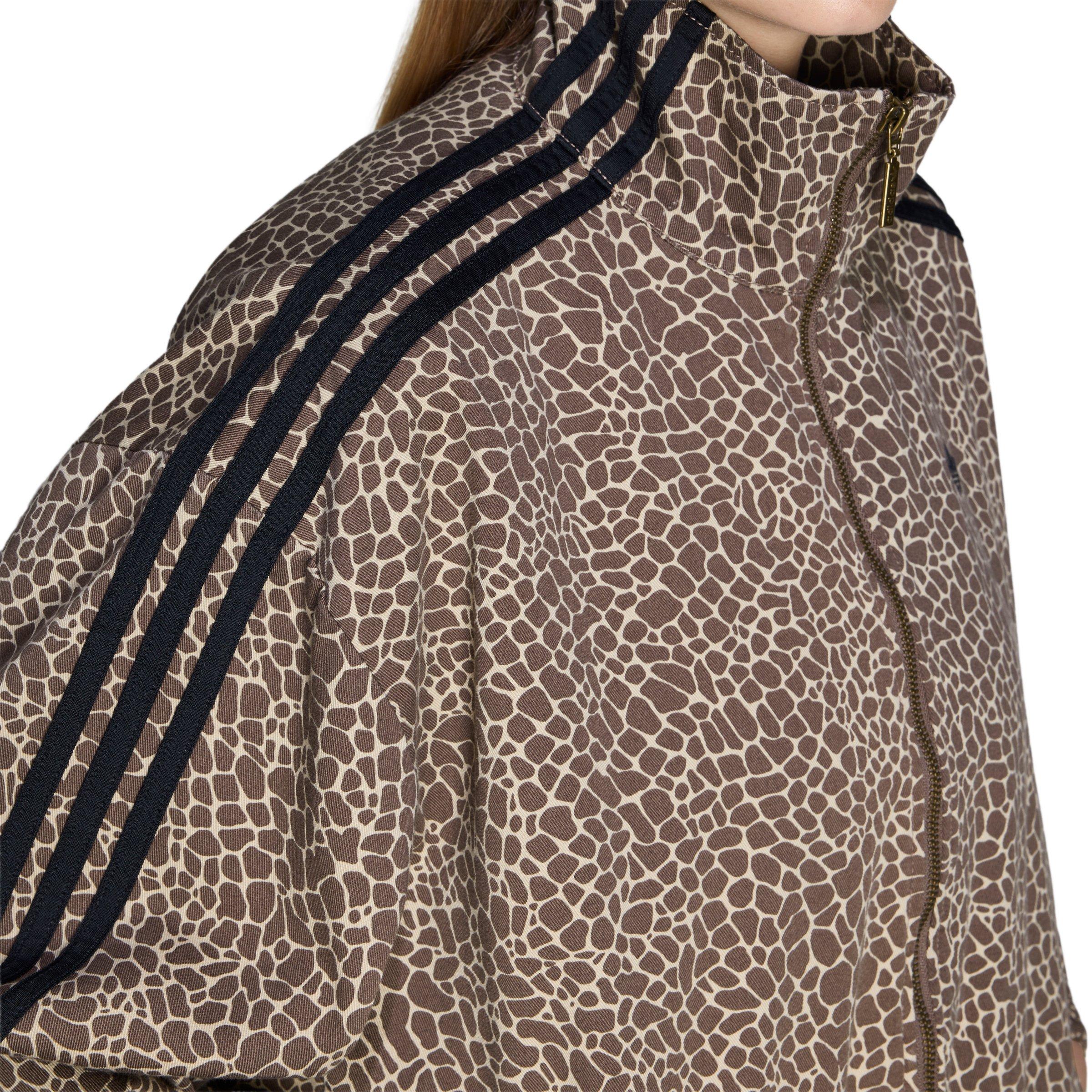 adidas Originals Women's Firebird Oversized AOP Denim Jacket - Brown/Black - GREEN/BROWN Thumbnail View 3