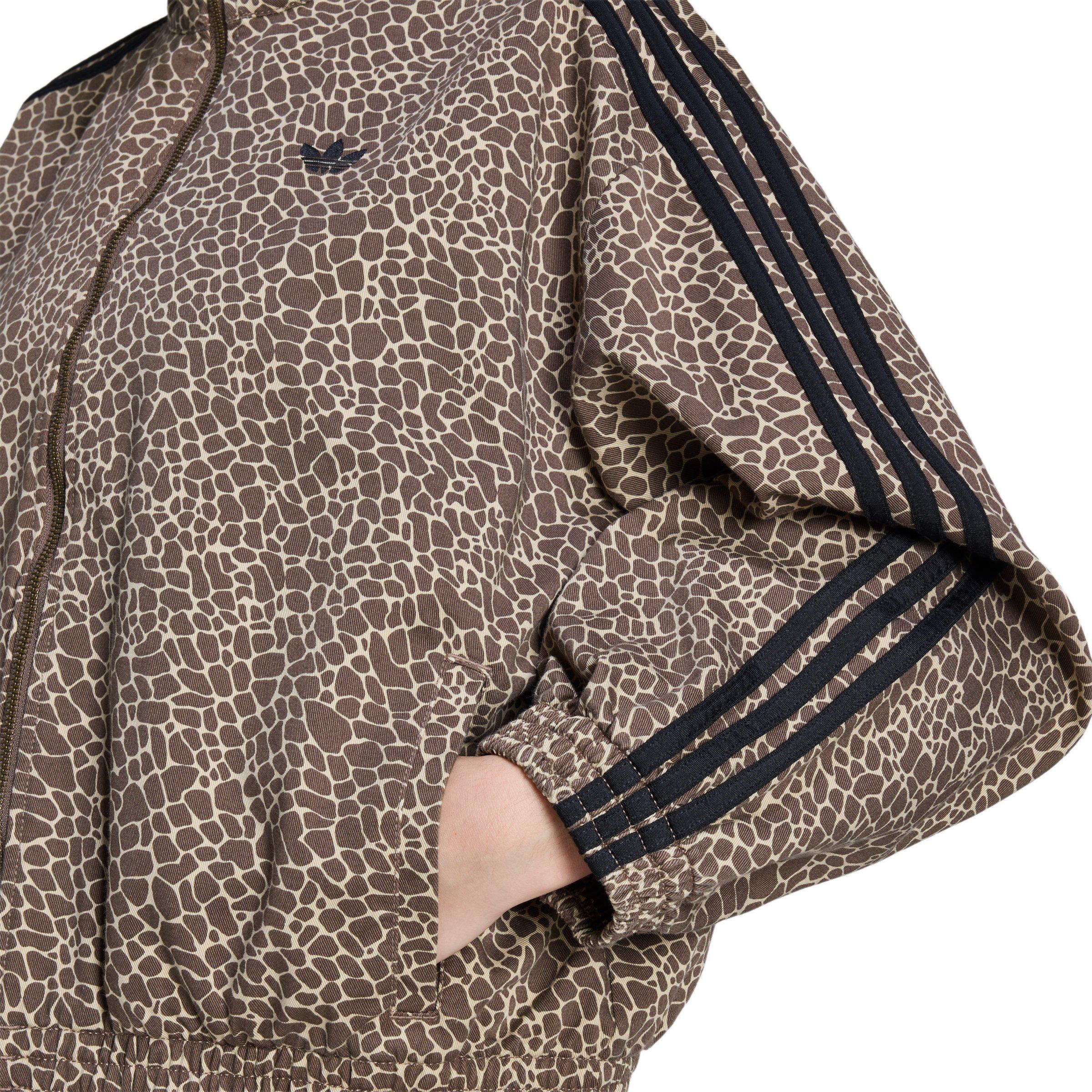 adidas Originals Women's Firebird Oversized AOP Denim Jacket - Brown/Black - GREEN/BROWN Thumbnail View 4