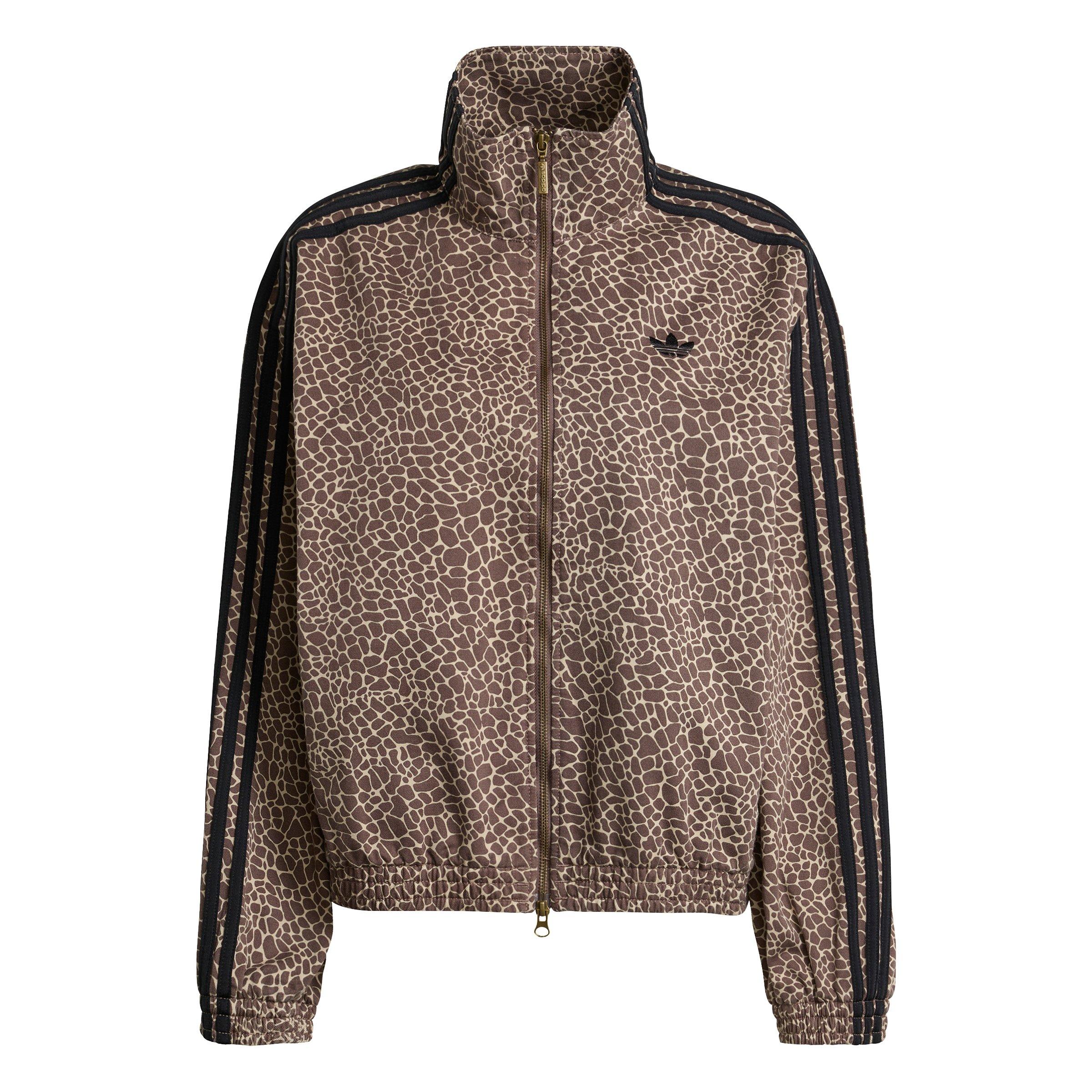 adidas Originals Women's Firebird Oversized AOP Denim Jacket - Brown/Black - GREEN/BROWN Thumbnail View 6