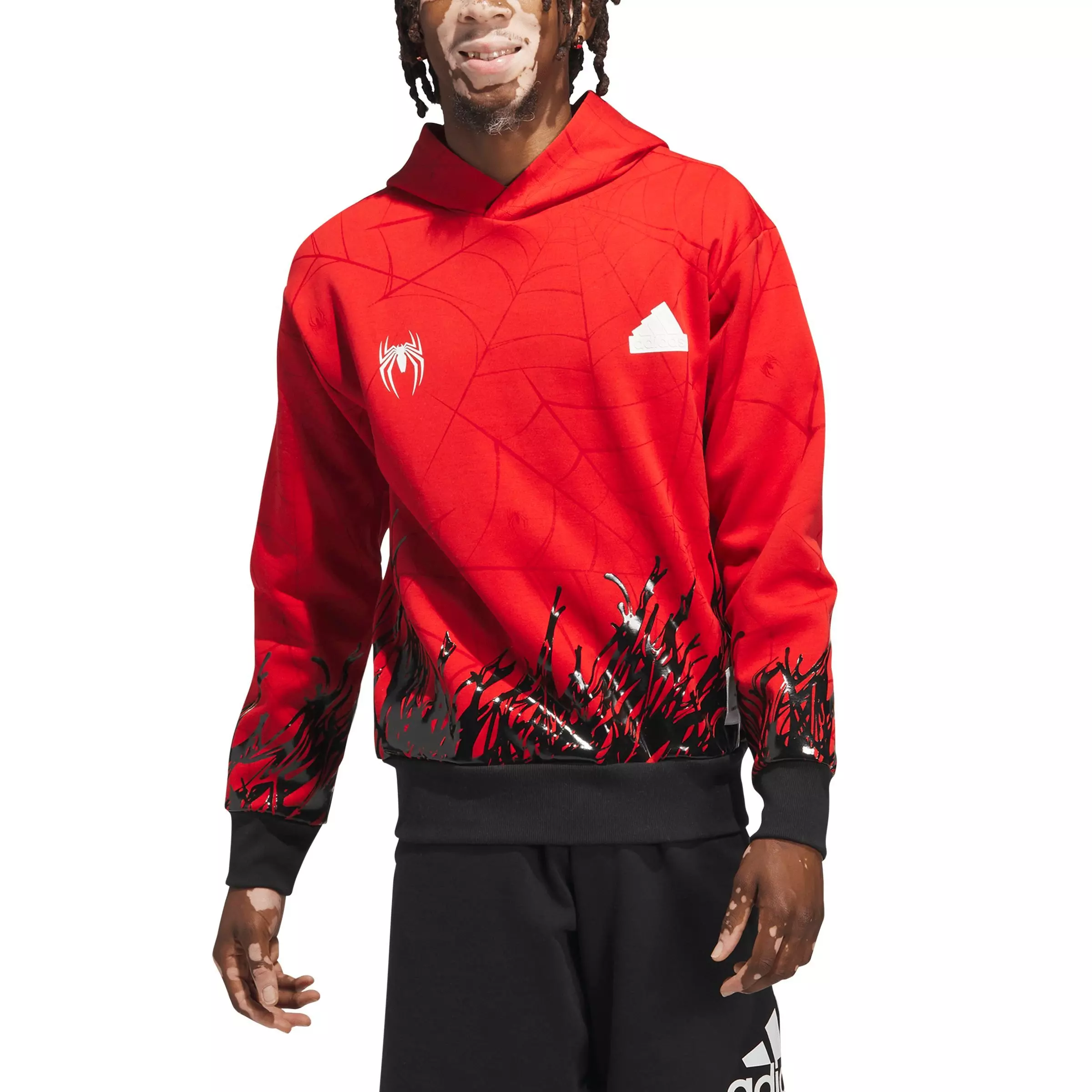 adidas Men's Future Icons Evolved Marvel Spider-Man Pullover Hoodie -Red - RED