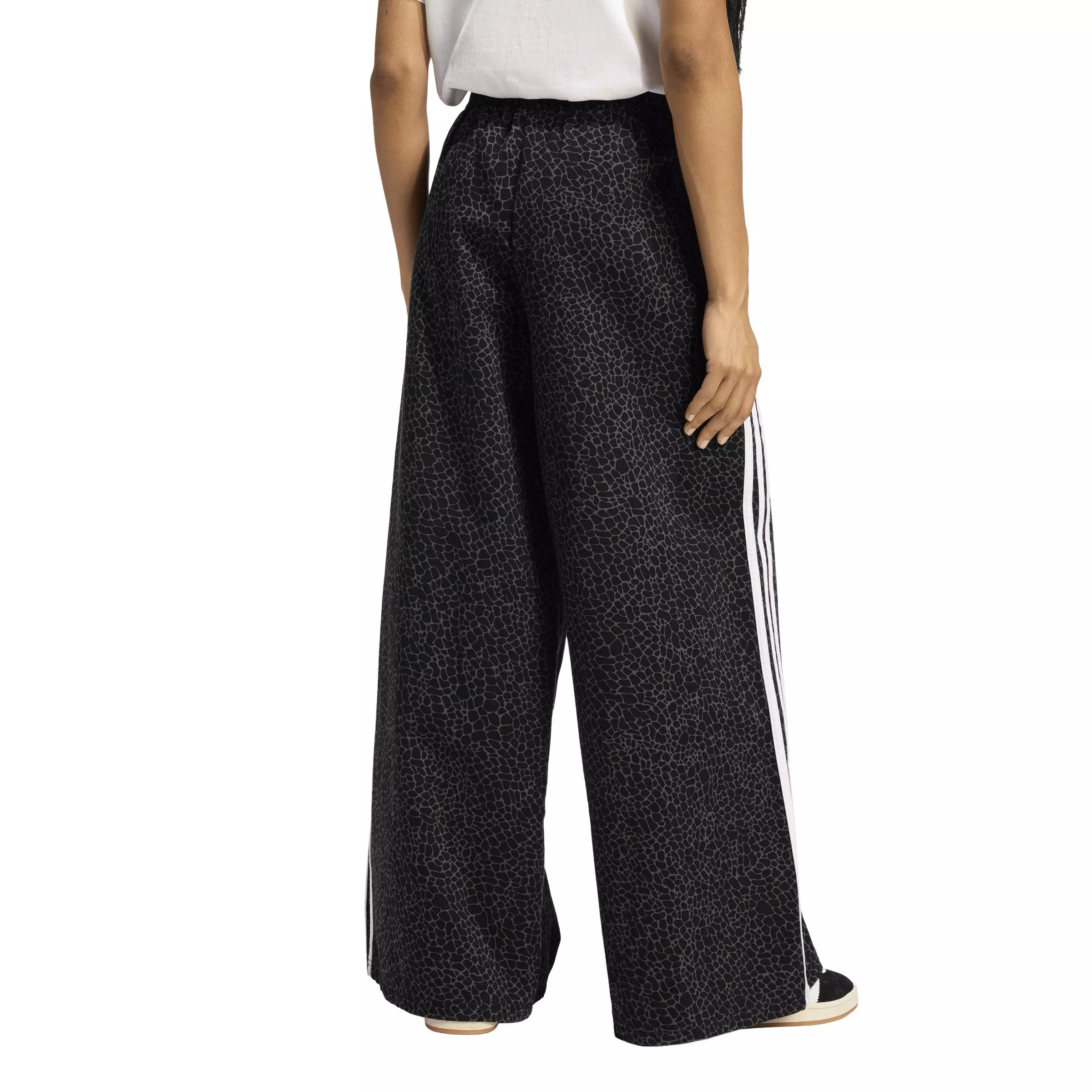 adidas Originals Women's Firebird Oversized AOP Black Wash Denim Pants - BLACK/GREY