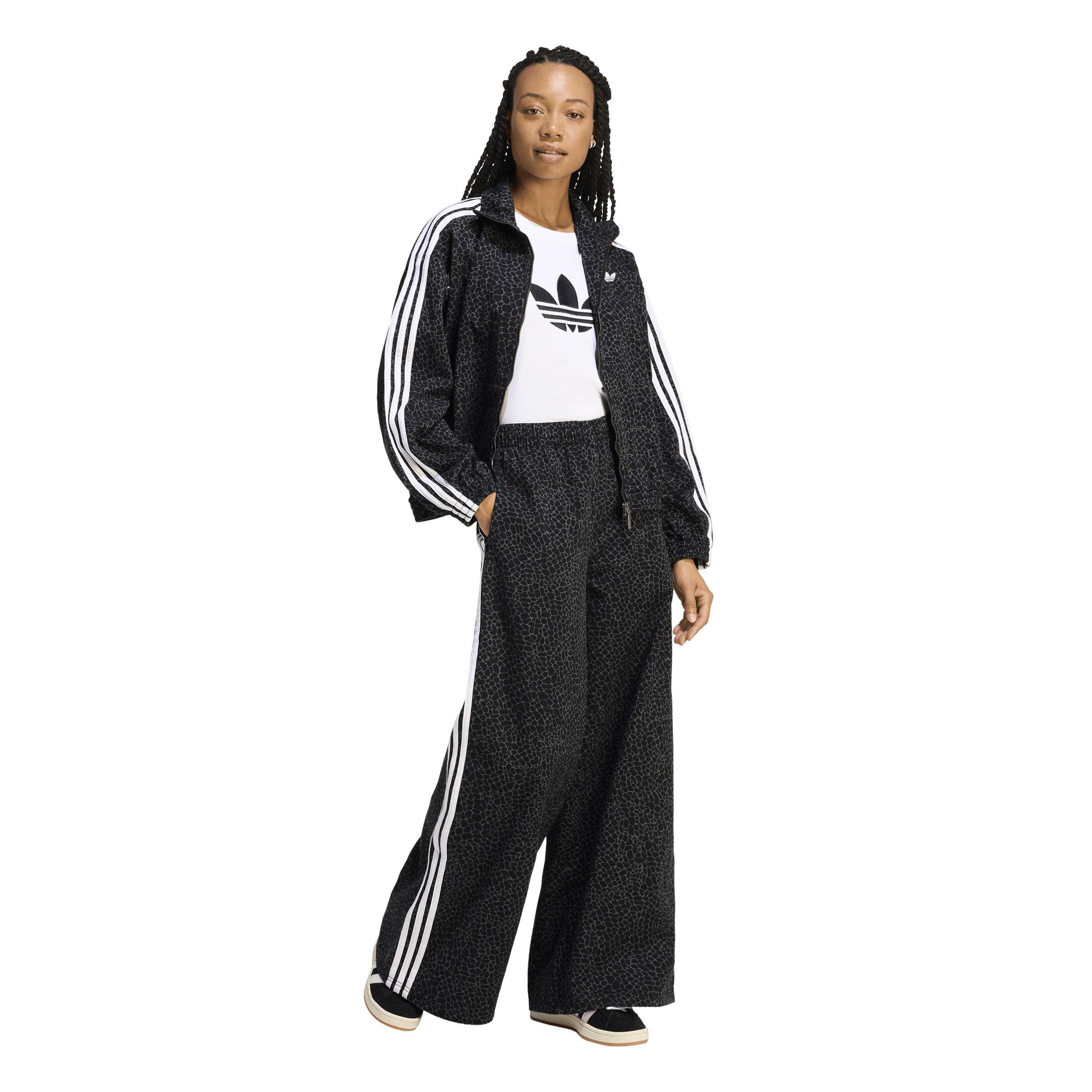 adidas Originals Women's Firebird Oversized AOP Black Wash Denim Pants - BLACK/GREY Thumbnail View 5