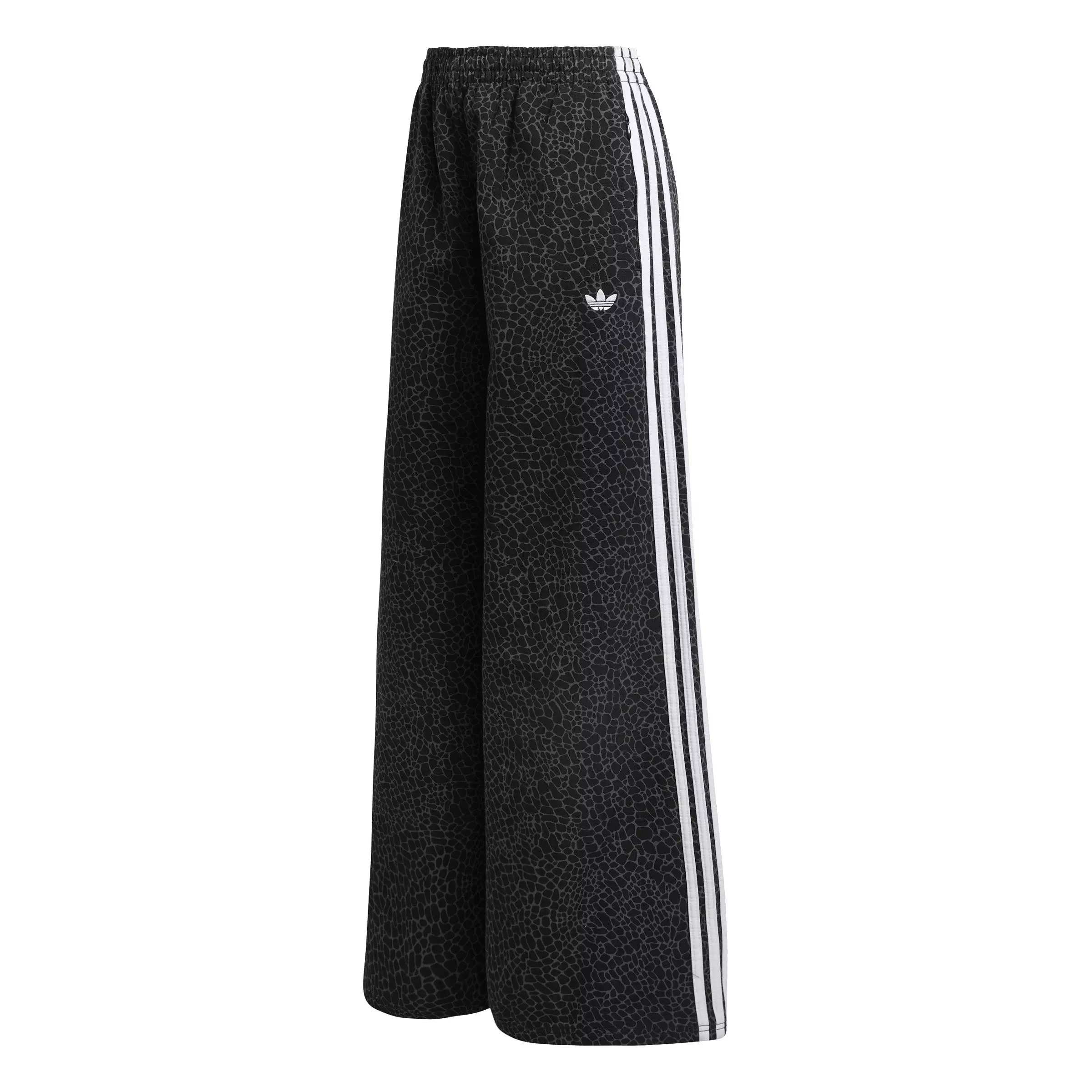 adidas Originals Women's Firebird Oversized AOP Black Wash Denim Pants - BLACK/GREY