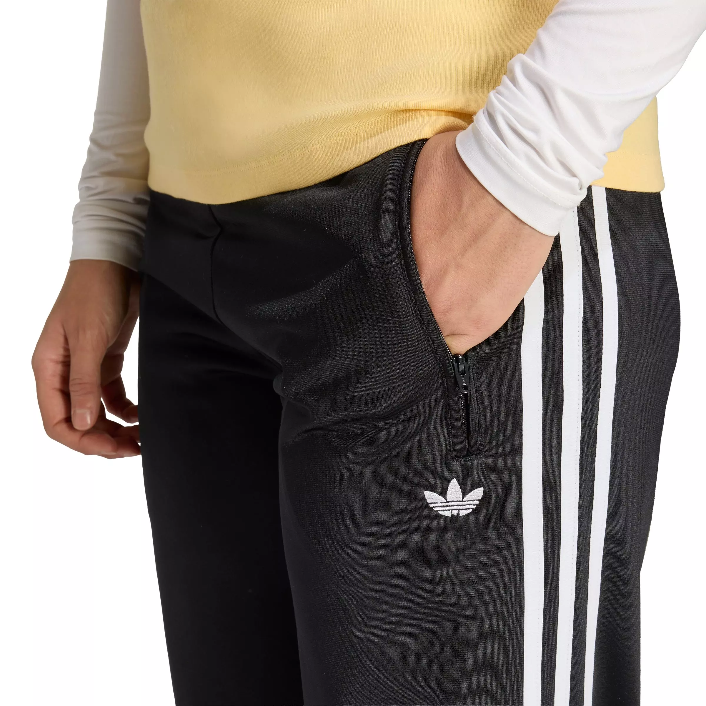 adidas Originals Women's Smocked Firebird Track Pants - Black - BLACK
