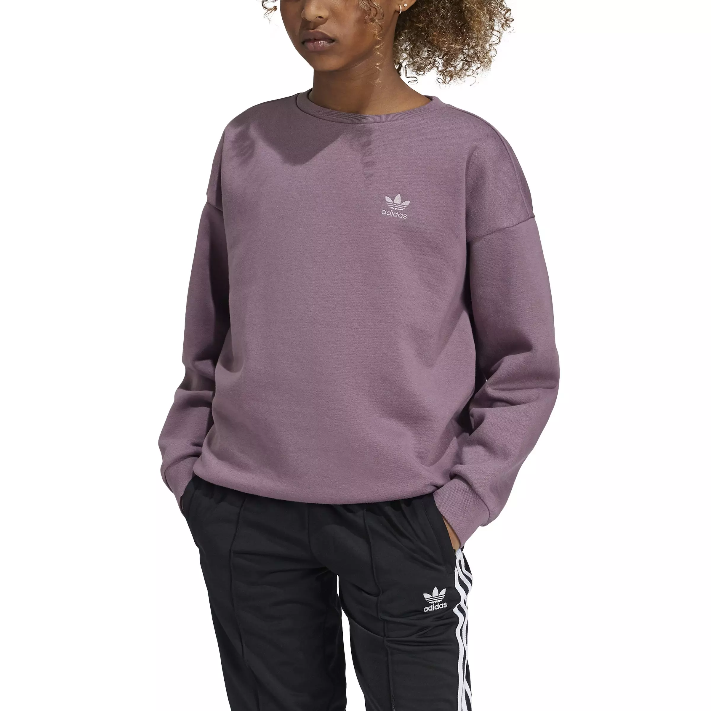 adidas Originals Big Girls' Boyfriend Crew Sweatshirt -Purple - PURPLE