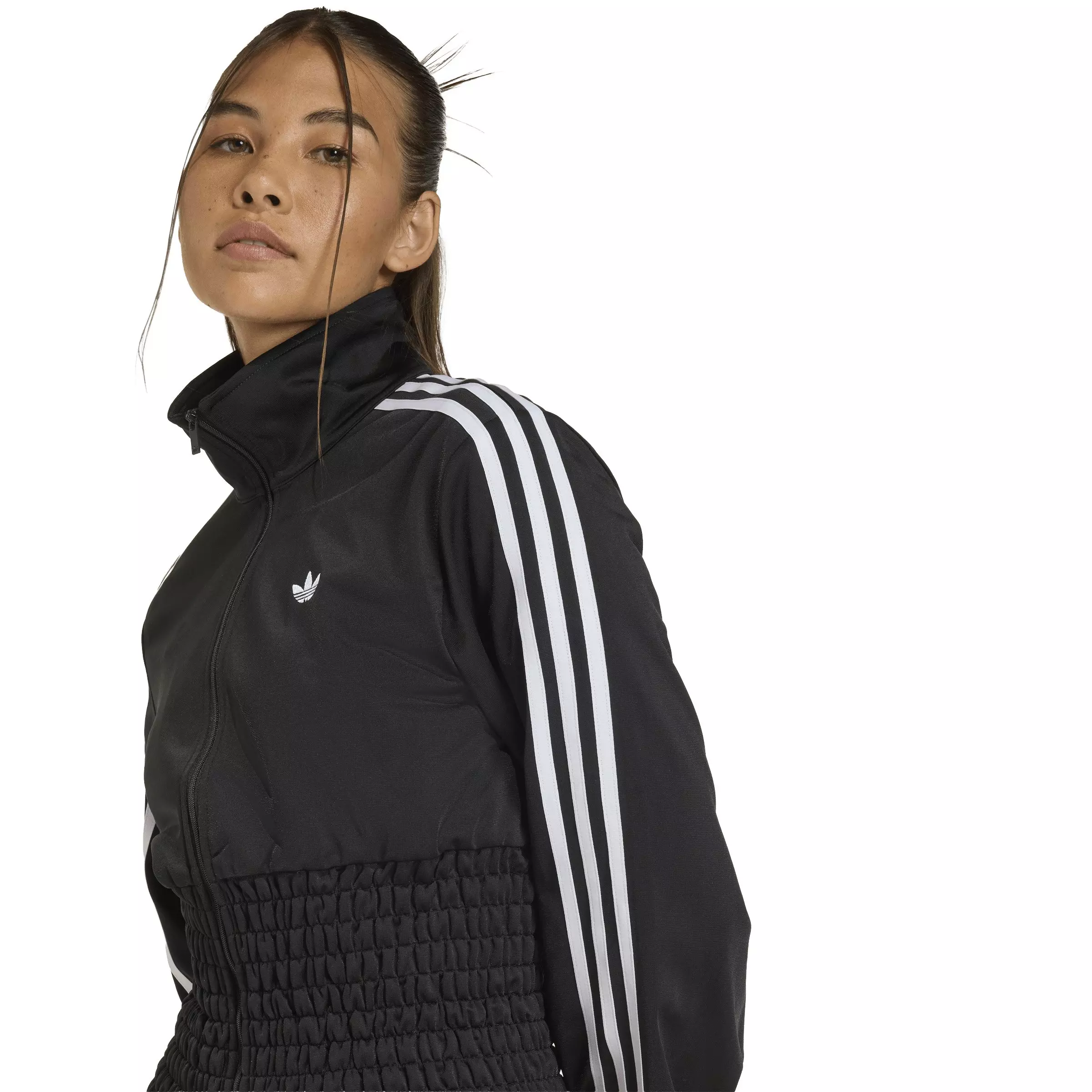 adidas Originals Women's Smocked Firebird Track Jacket - Black - BLACK