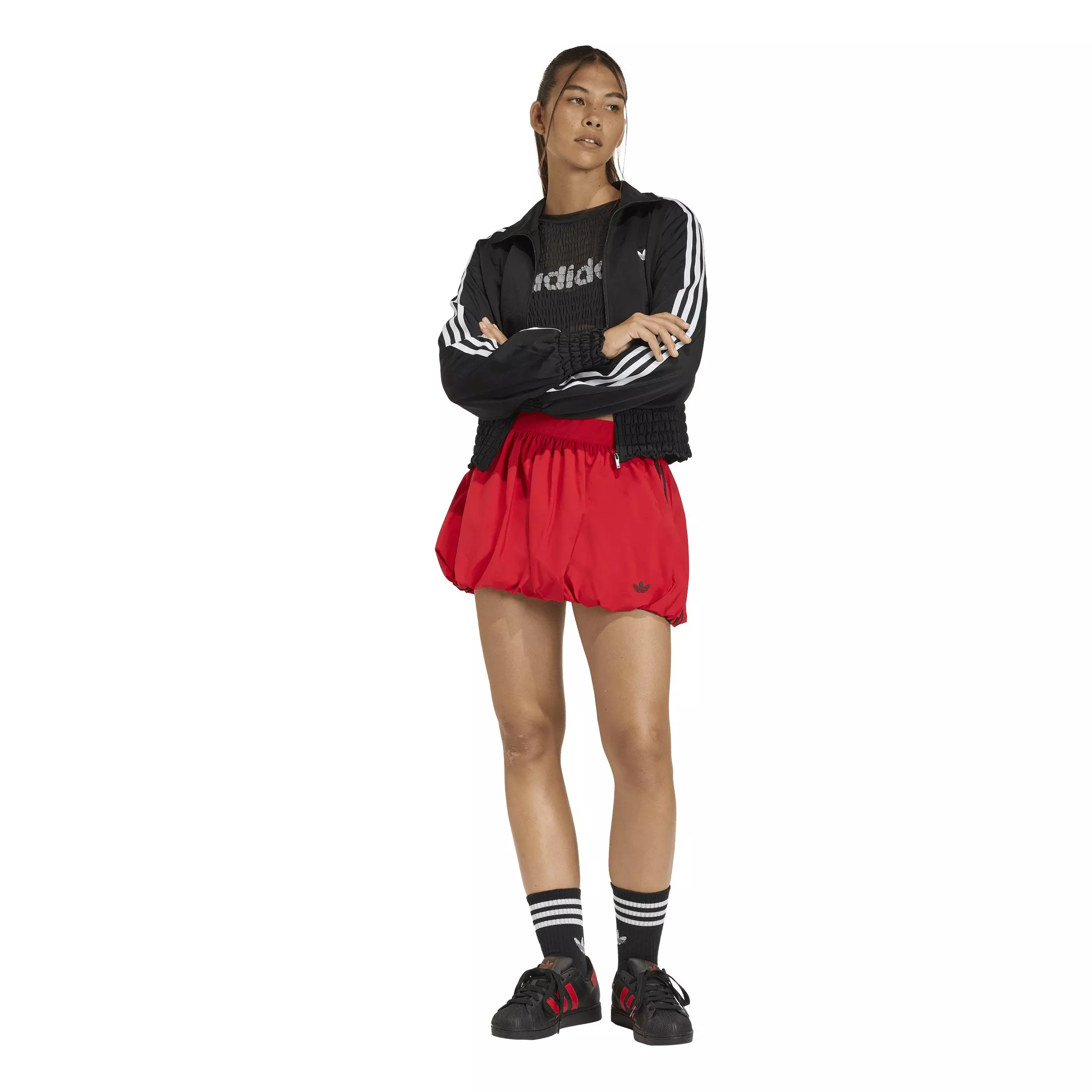 adidas Originals Women's Smocked Firebird Track Jacket - Black - BLACK