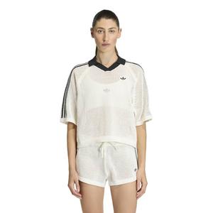 adidas Originals Women's Knitted Crochet Polo - Off-White