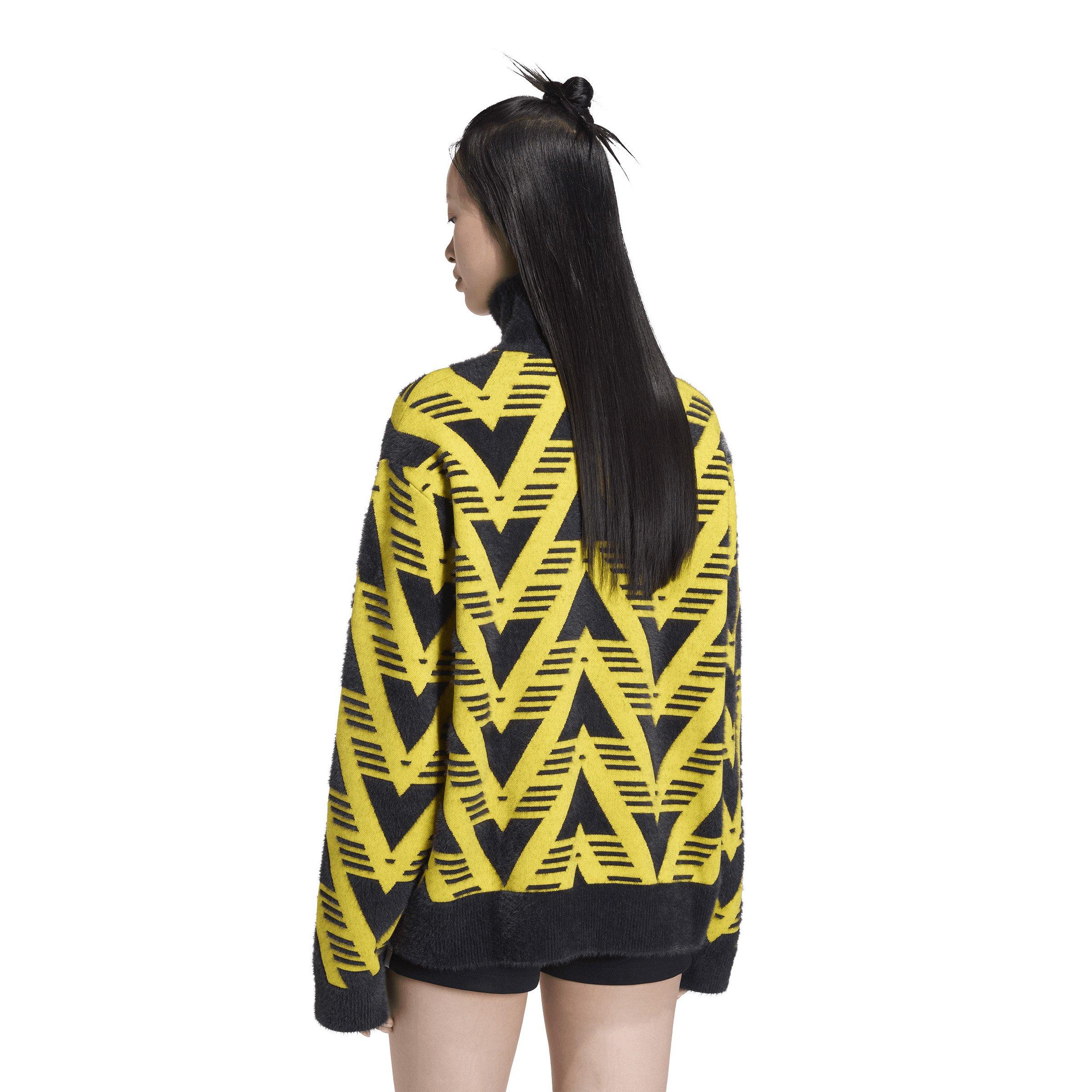 adidas Originals Women's Knitted 1/2 Zip Sweater - Yellow/Black - YELLOW Thumbnail View 2