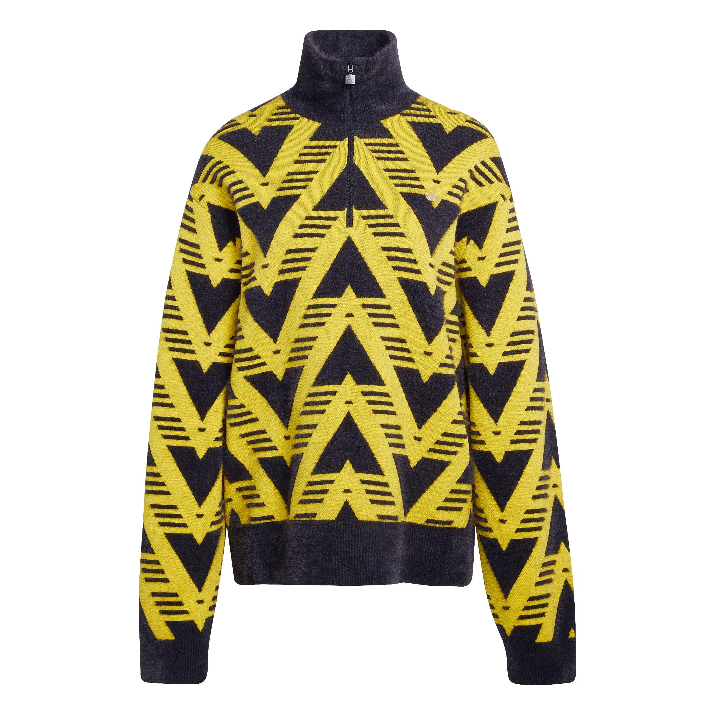 adidas Originals Women's Knitted 1/2 Zip Sweater - Yellow/Black - YELLOW Thumbnail View 6