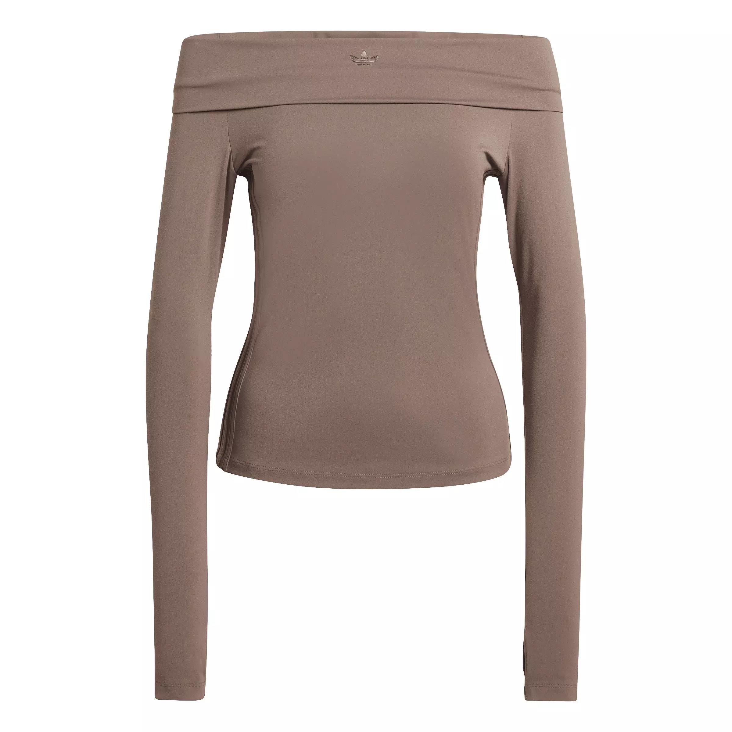 adidas Originals Women's Off-Shoulder Long-Sleeve Top - Brown - GREEN/BROWN