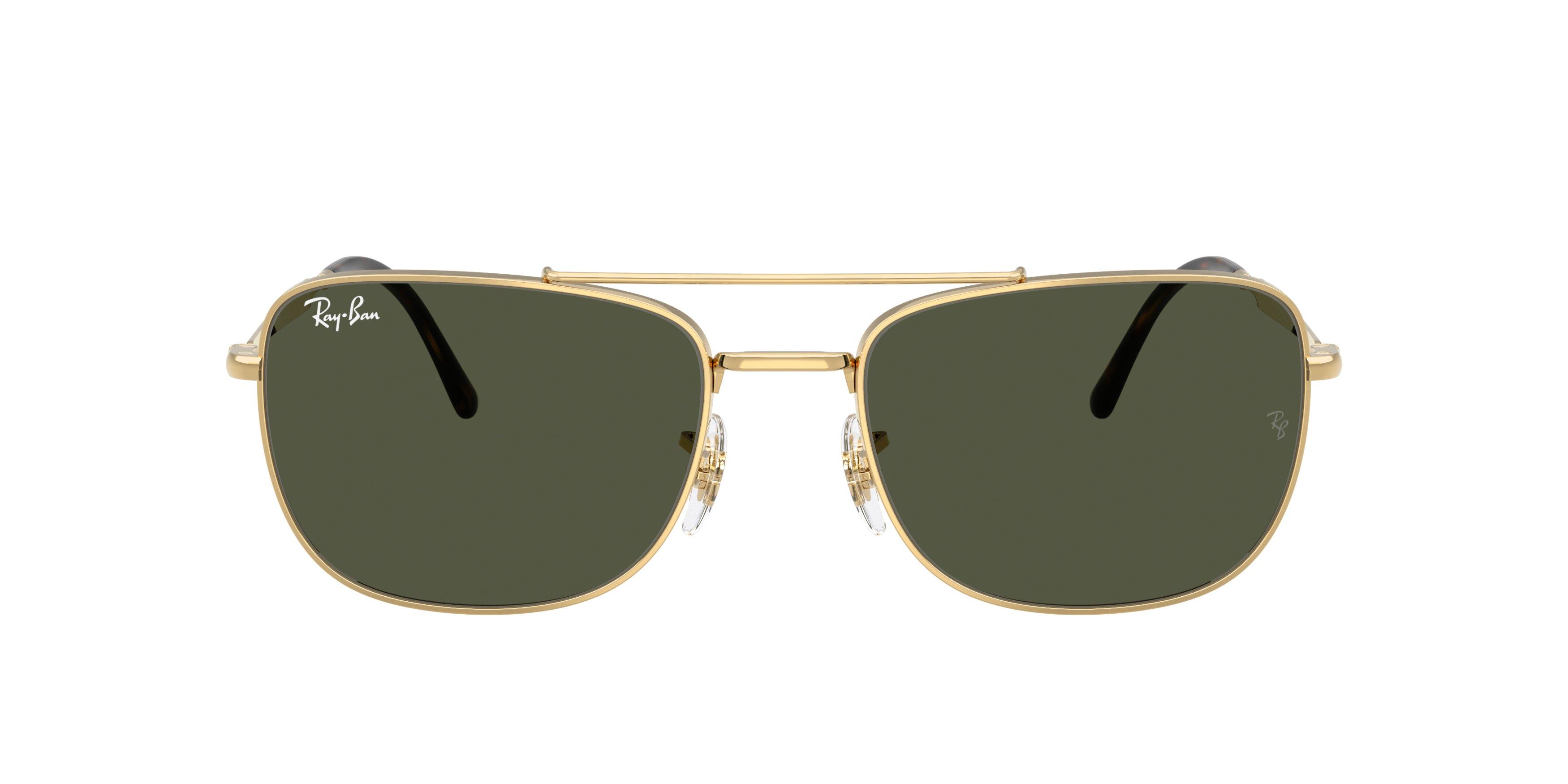 Ray-Ban RB3755 Green Sunglasses - Gold - GOLD/GREEN Thumbnail View 3