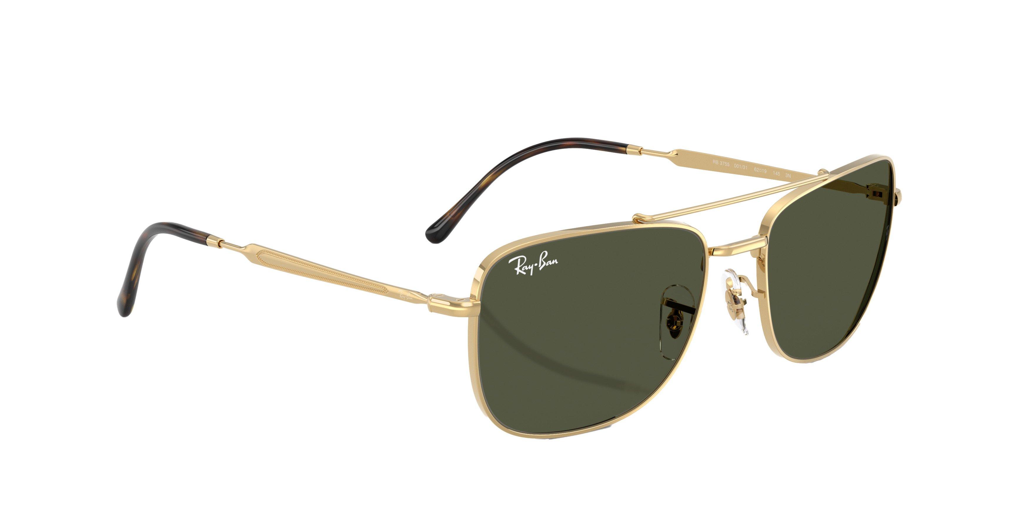 Ray-Ban RB3755 Green Sunglasses - Gold - GOLD/GREEN Thumbnail View 4