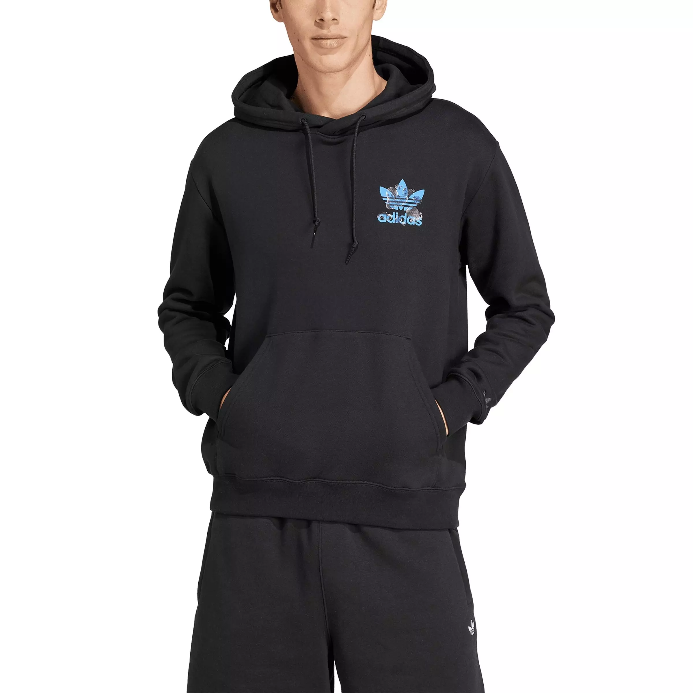 adidas Originals Men's Graphic Liquid Trefoil Hoodie -Black - BLACK