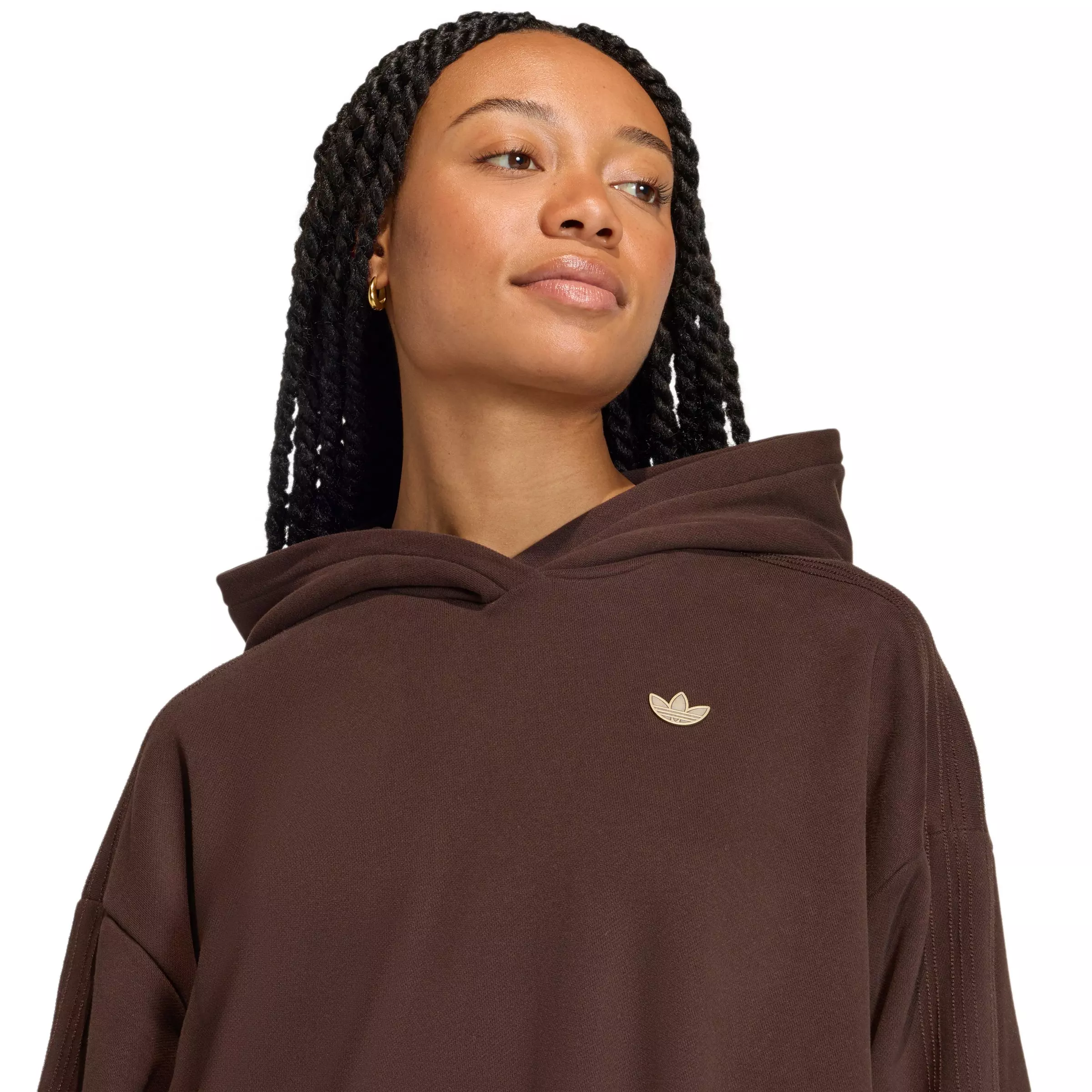 adidas Originals Women's Oversized Hoodie - Brown - BROWN