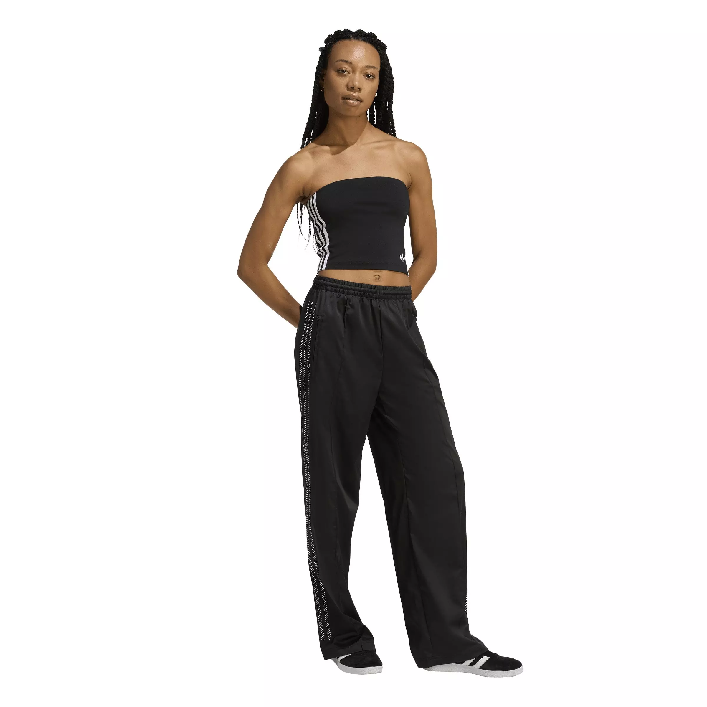 adidas Originals Women's Pearl Firebird Loose Track Pants - Black - BLACK