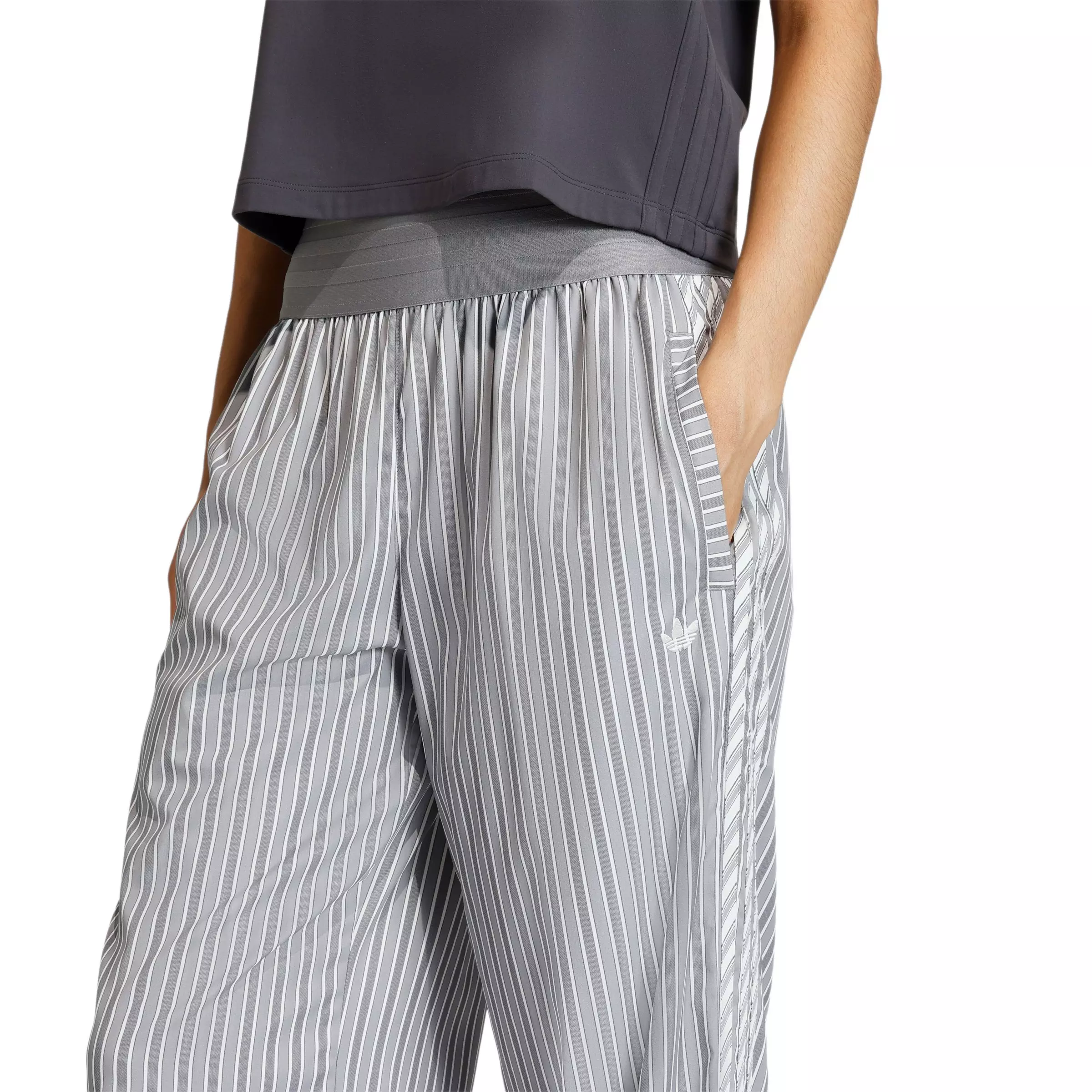 adidas Originals Women's Poplin Pants - Grey/Black - GREY/BLACK