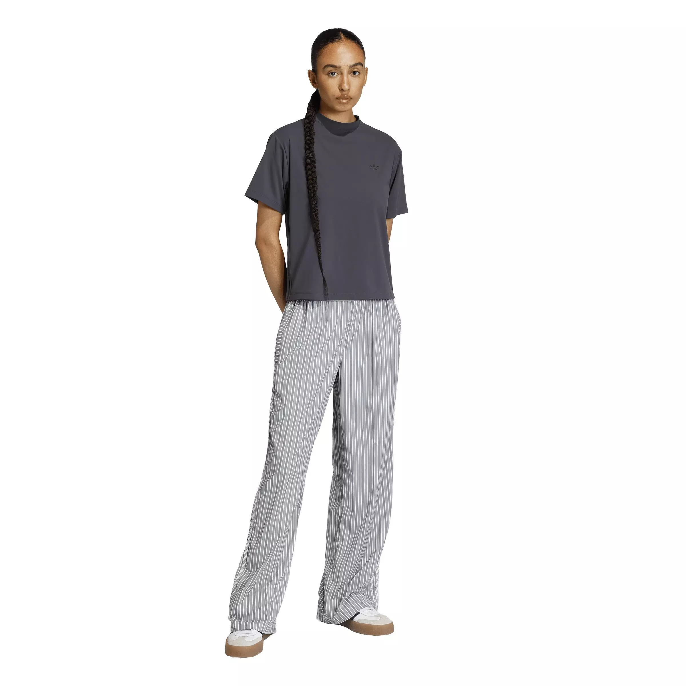 adidas Originals Women's Poplin Pants - Grey/Black - GREY/BLACK