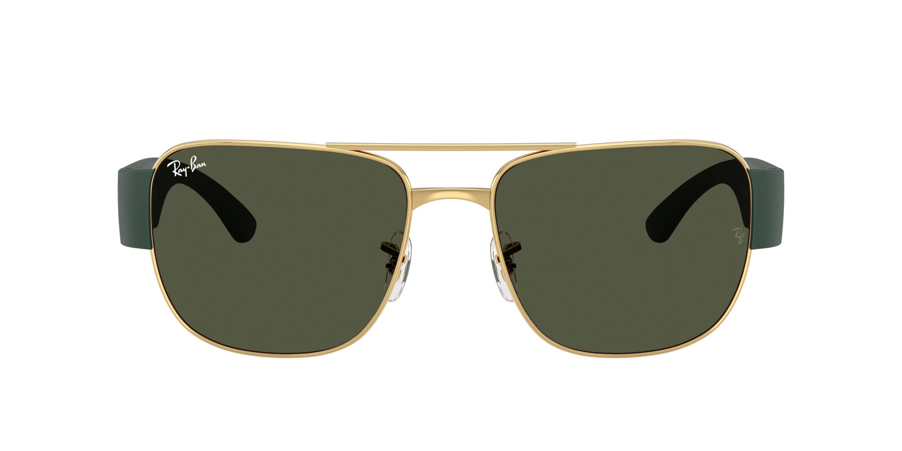 Ray-Ban RB3756 Green Sunglasses - Gold - GOLD/GREEN Thumbnail View 3