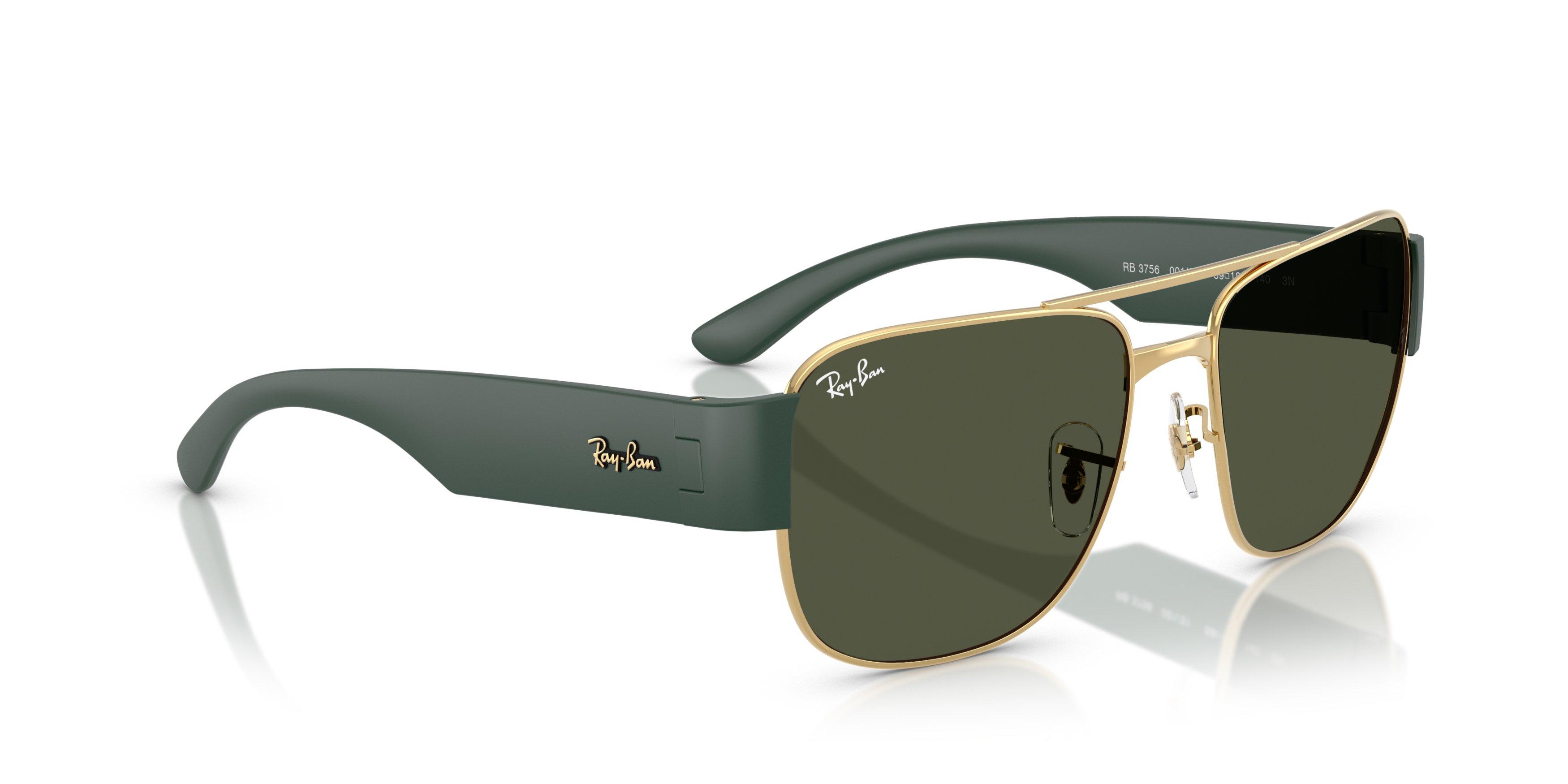Ray-Ban RB3756 Green Sunglasses - Gold - GOLD/GREEN Thumbnail View 4