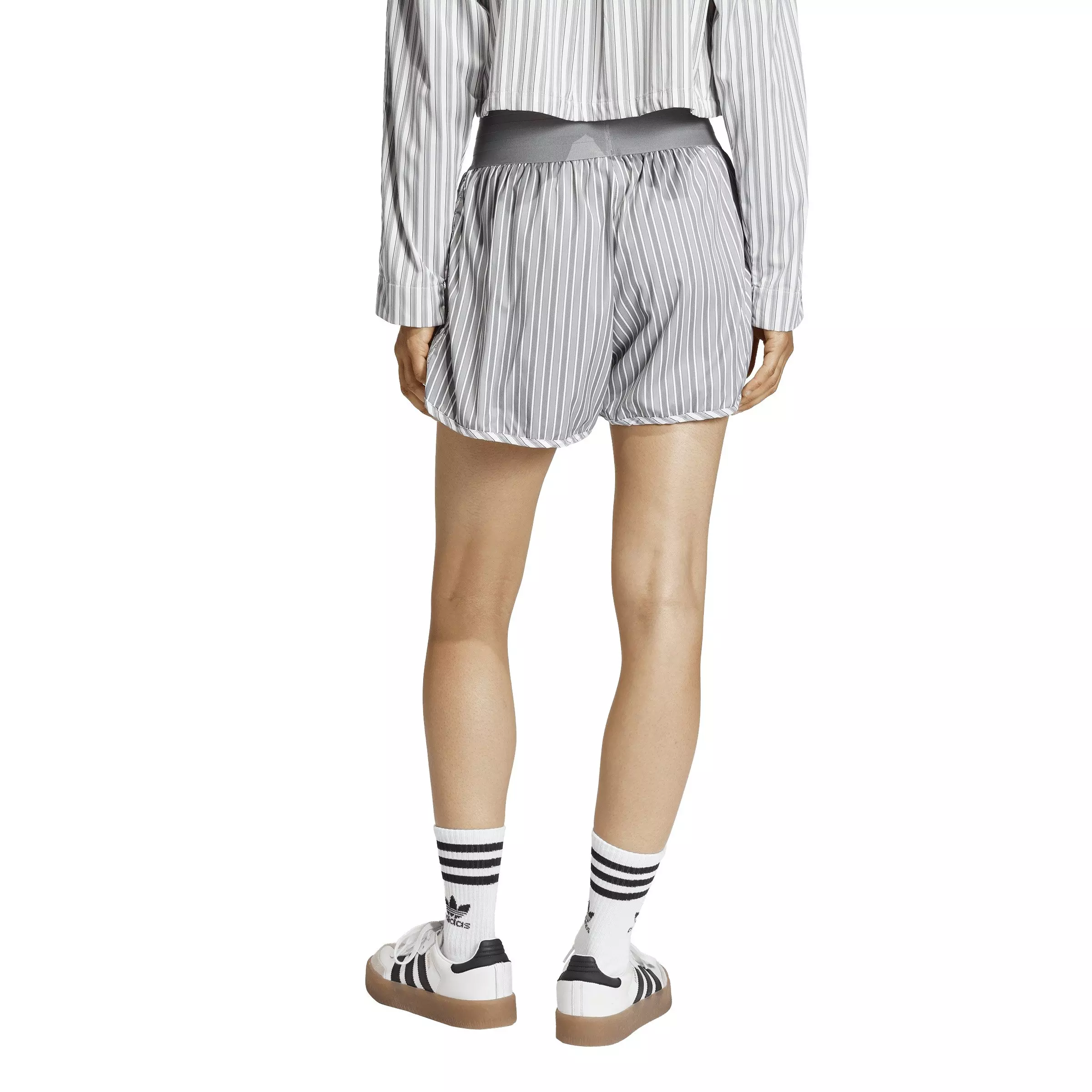 adidas Originals Women's Poplin Shorts - Grey/Black - GREY/BLACK