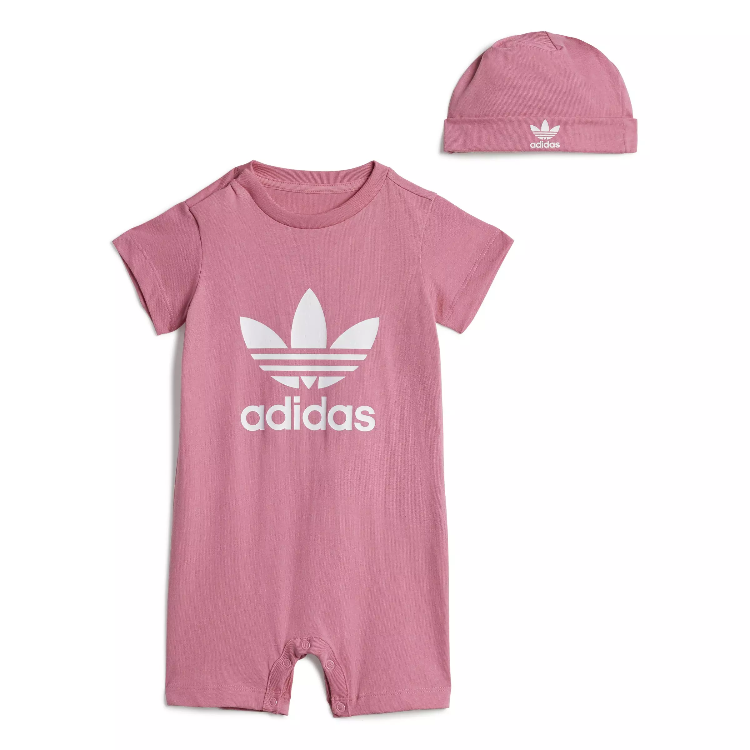 adidas Originals Infant adicolor Trefoil Jumpsuit and Beanie Gift Set -Pink - PINK