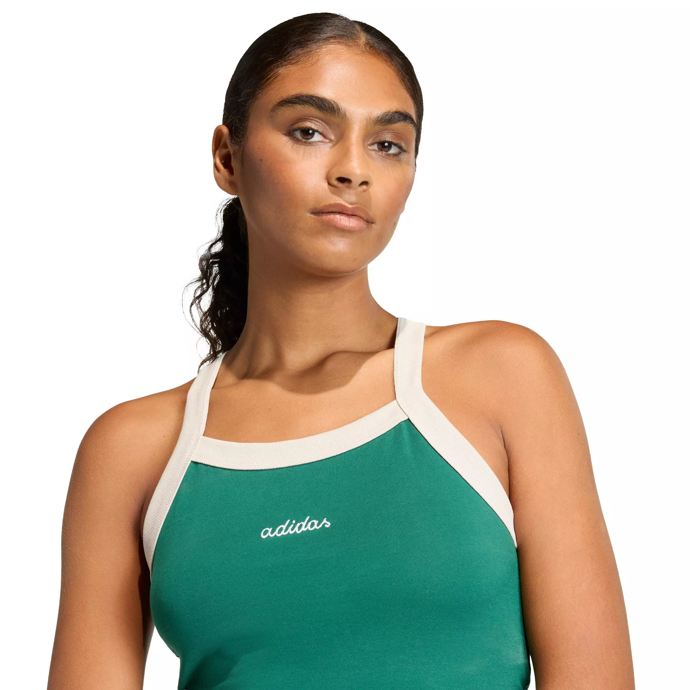 adidas Women's Seasonal Essentials Colorpop Tank with Embroidered Graphic - Green/White - GREEN/WHITE
