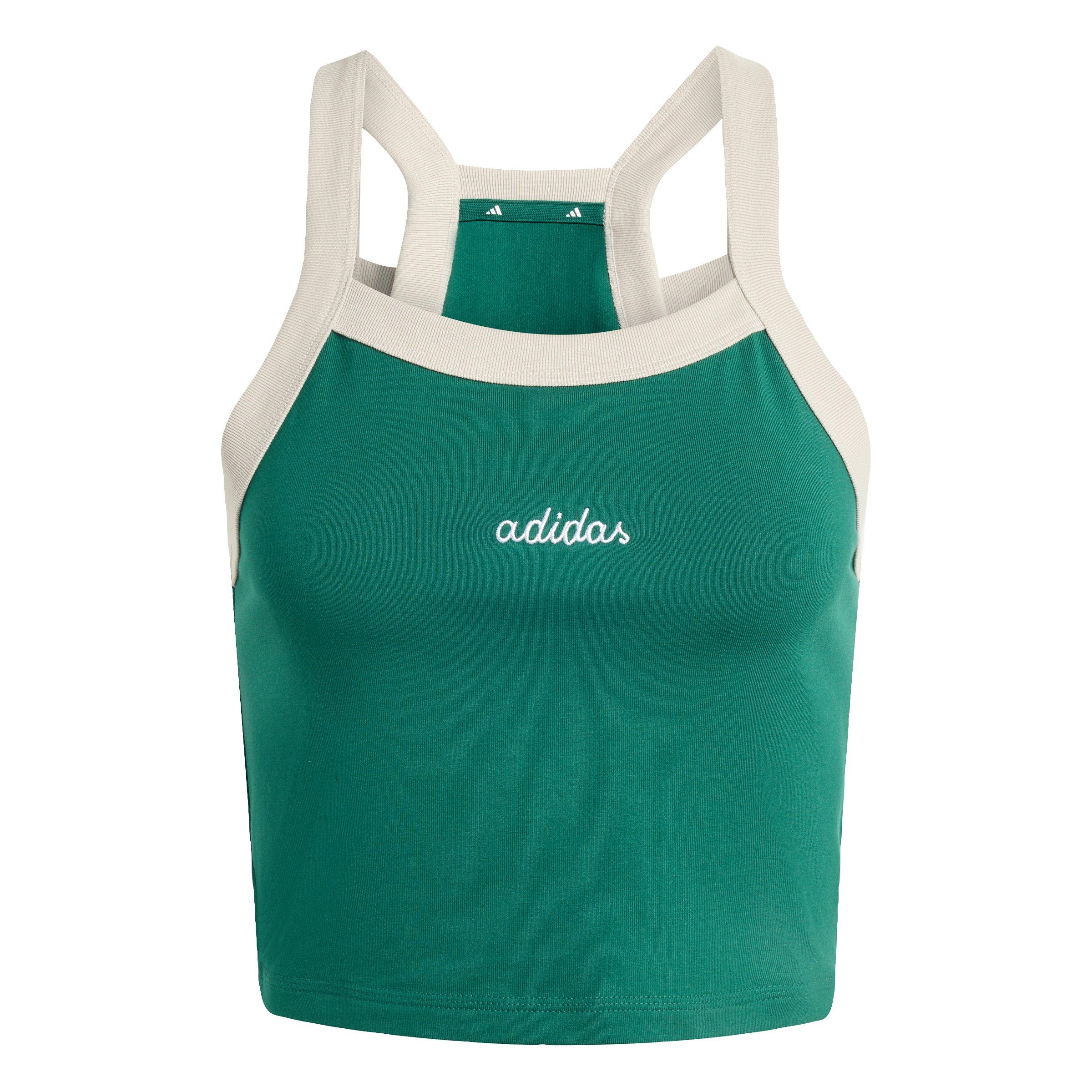 adidas Women's Seasonal Essentials Colorpop Tank with Embroidered Graphic - Green/White - GREEN/WHITE Thumbnail View 6