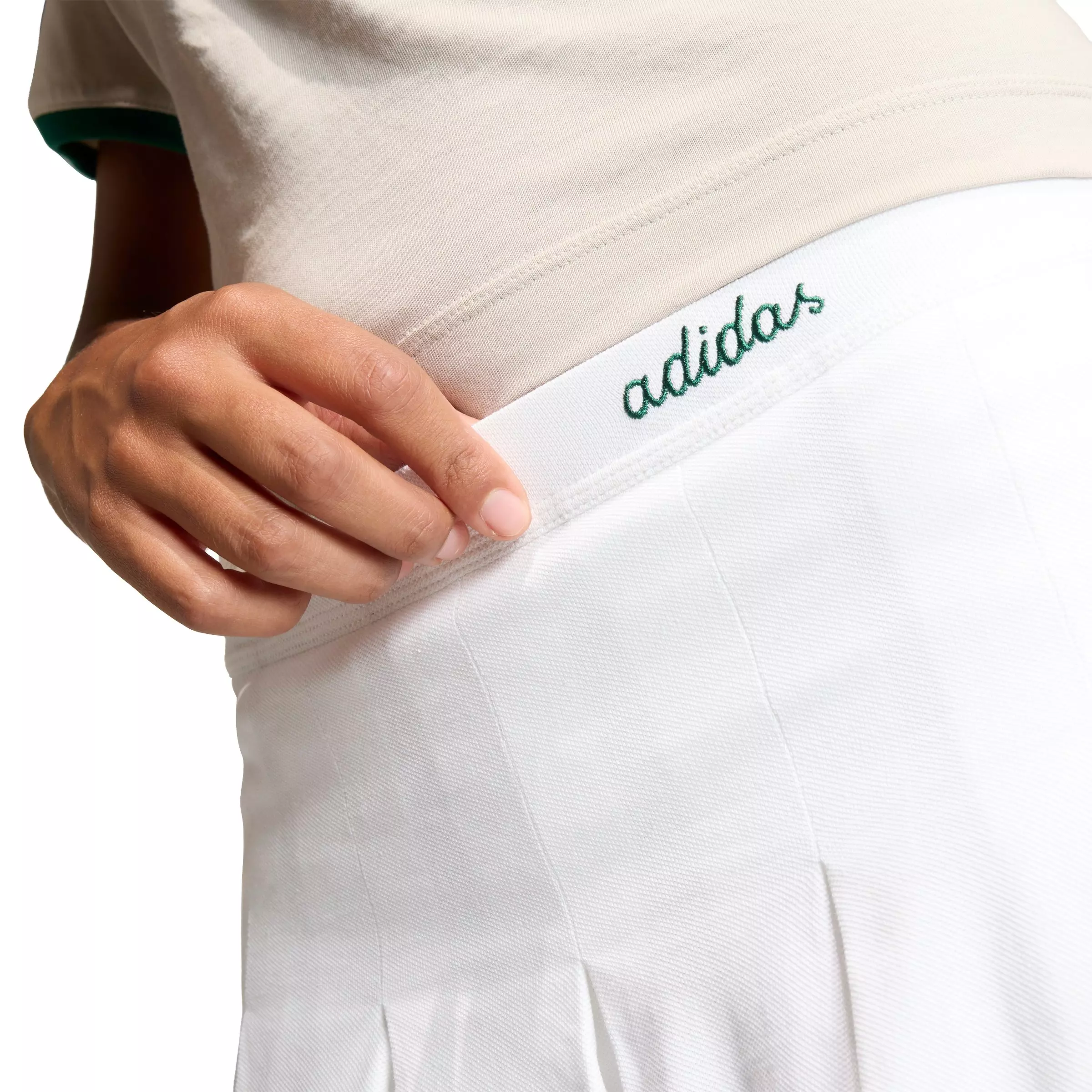 adidas Women's Seasonal Essentials Colorpop Skirt with Inner Leggings - White/Green - WHITE/GREEN