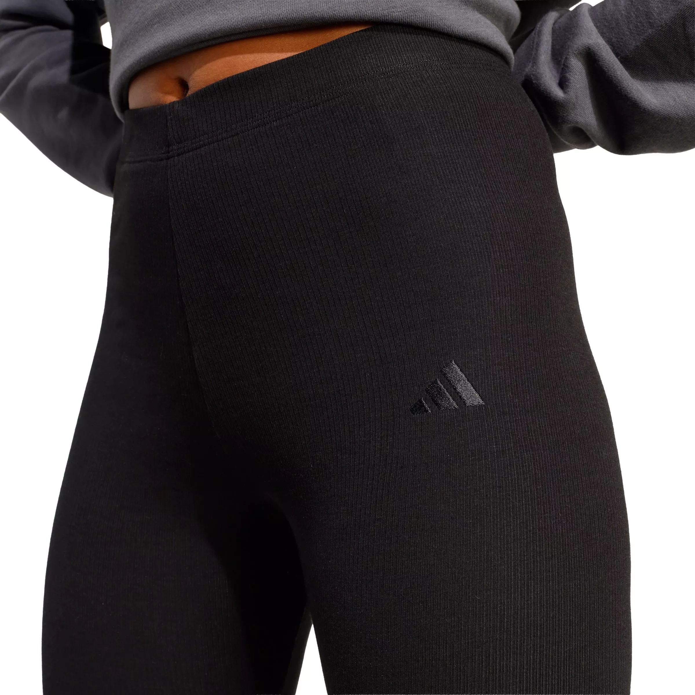 adidas Women's Seasonal Essentials Ribbed Capri Leggings - Black - BLACK