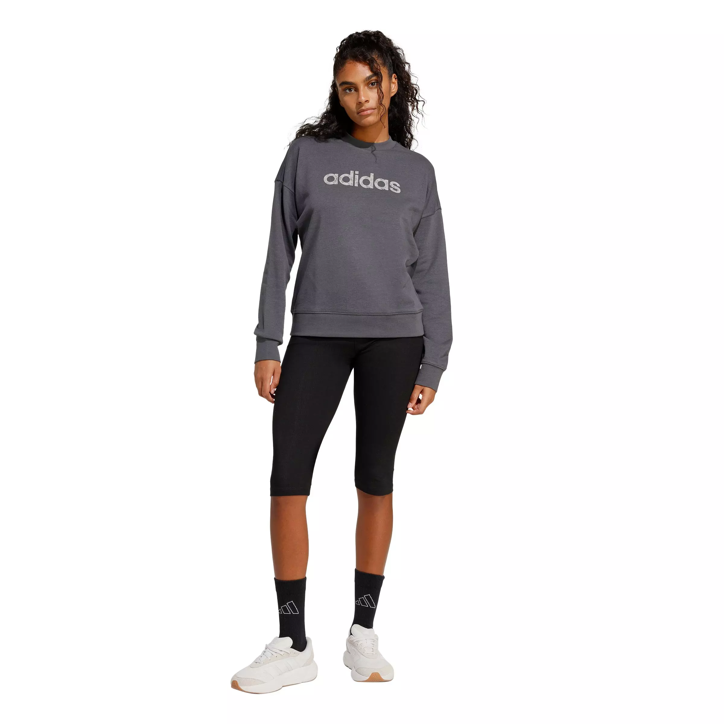 adidas Women's Seasonal Essentials Ribbed Capri Leggings - Black - BLACK