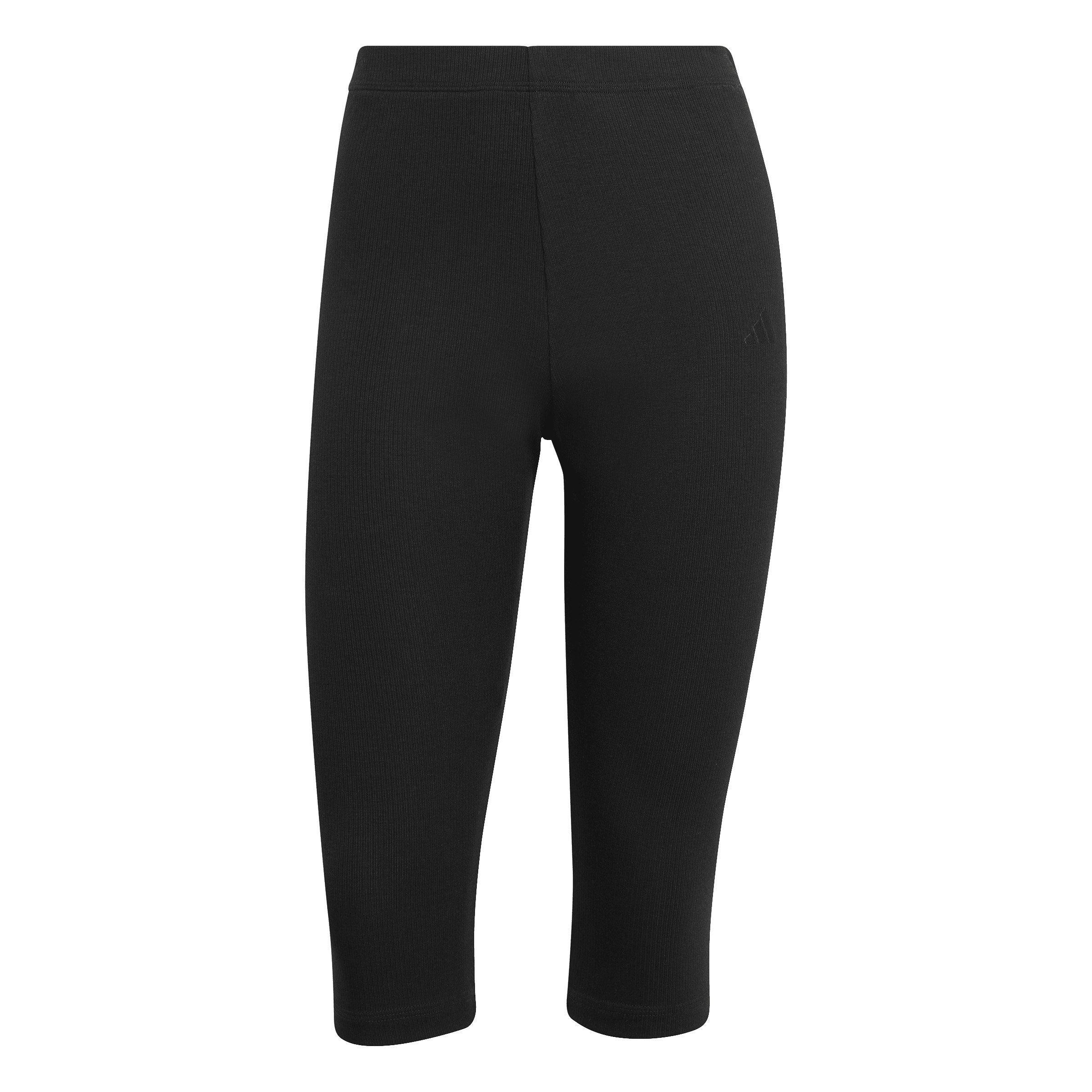 adidas Women's Seasonal Essentials Ribbed Capri Leggings - Black - BLACK Thumbnail View 6