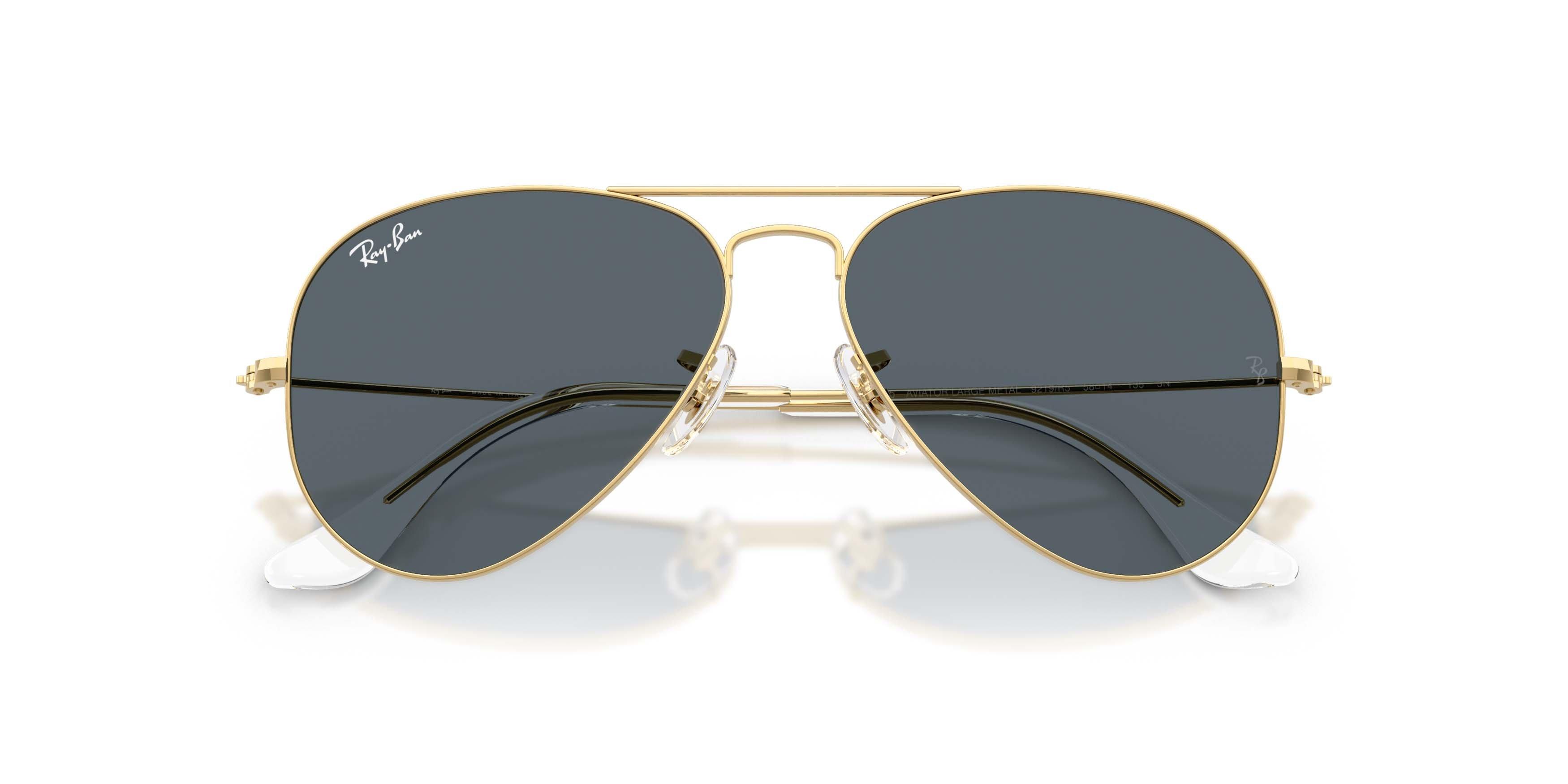 Ray-Ban Aviator Classic Dark Blue Sunglasses - Polished Arista Gold - GOLD