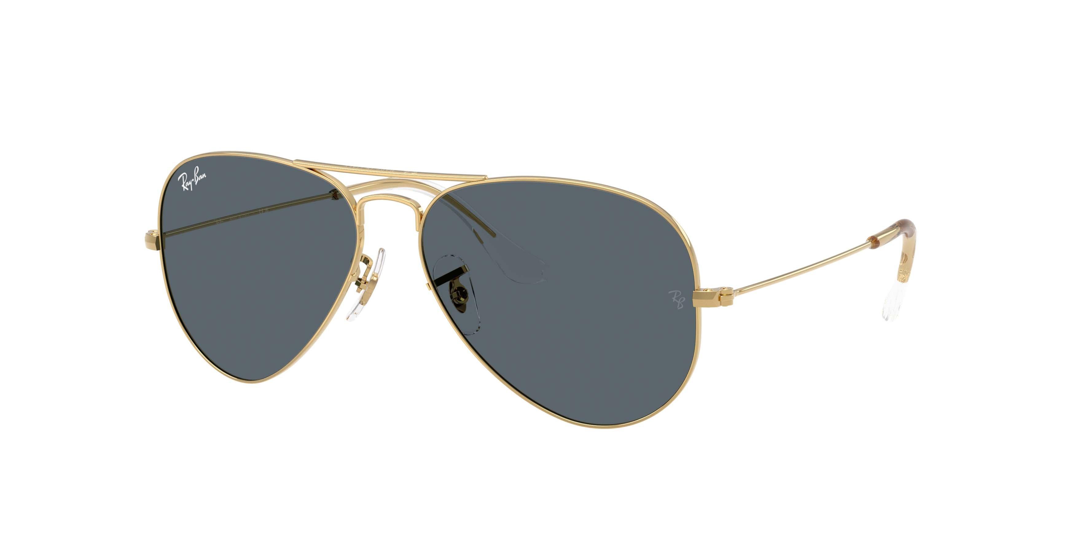 Ray-Ban Aviator Classic Blue Sunglasses - Polished Arista - GOLD/BLUE