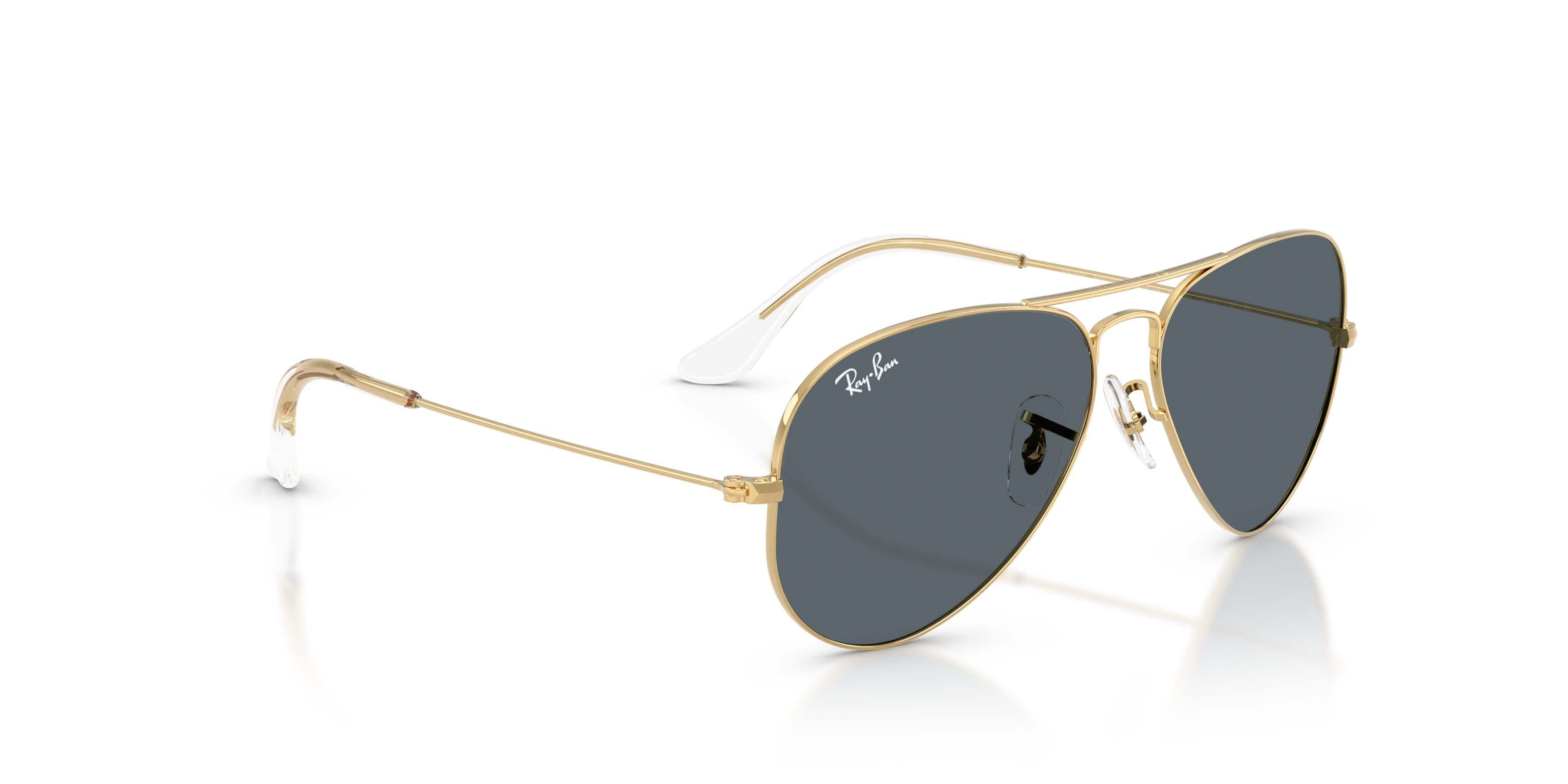 Ray-Ban Aviator Classic Blue Sunglasses - Polished Arista - GOLD/BLUE