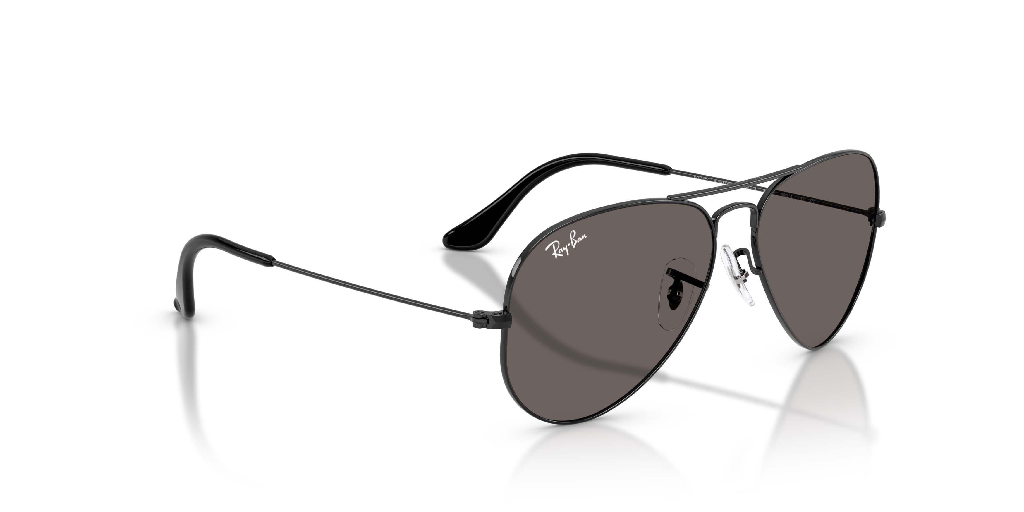Ray-Ban Aviator Classic Dark Grey Sunglasses - Polished Black - BLACK/GREY