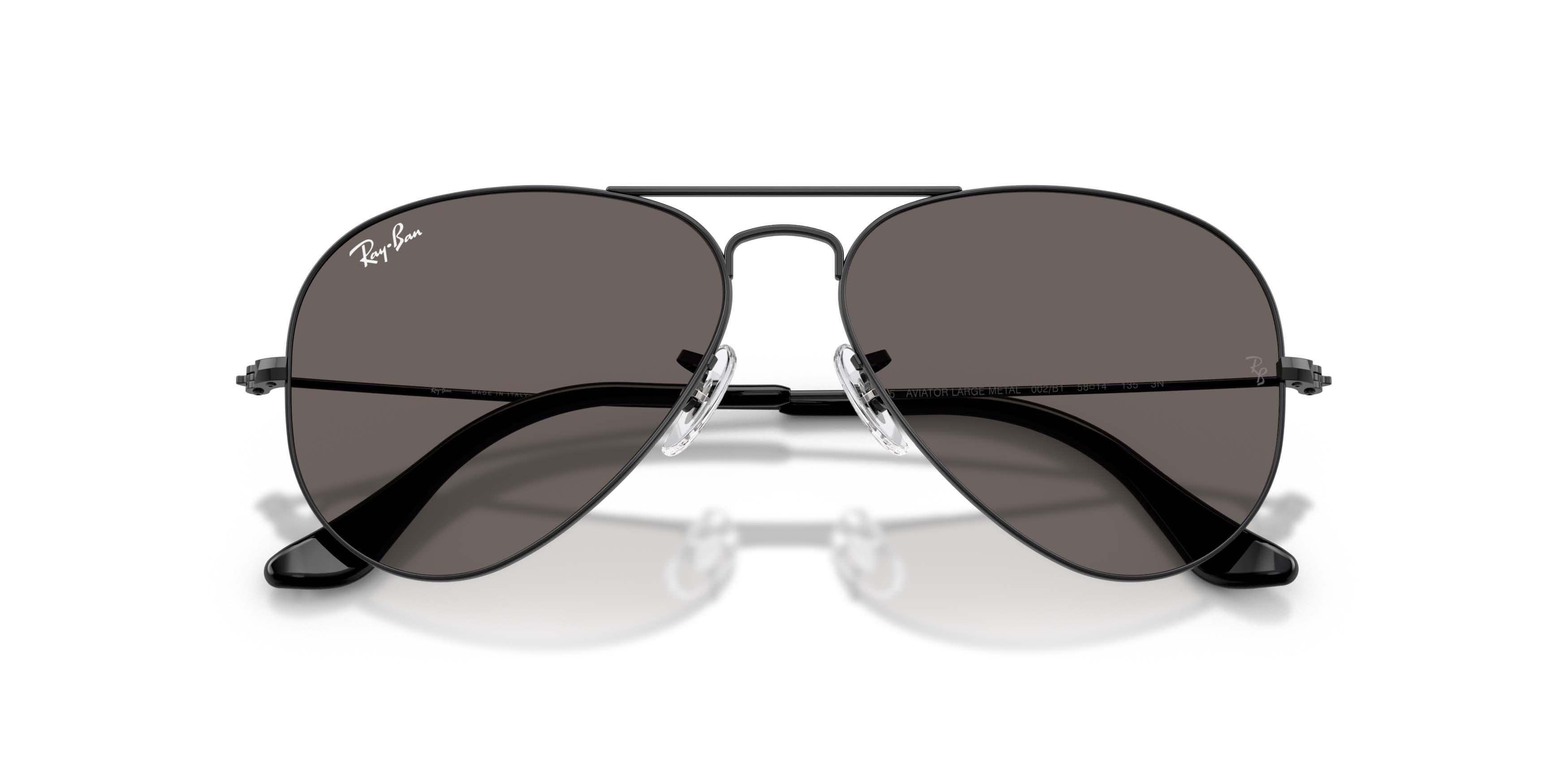 Ray-Ban Aviator Classic Dark Grey Sunglasses - Polished Black - BLACK/GREY