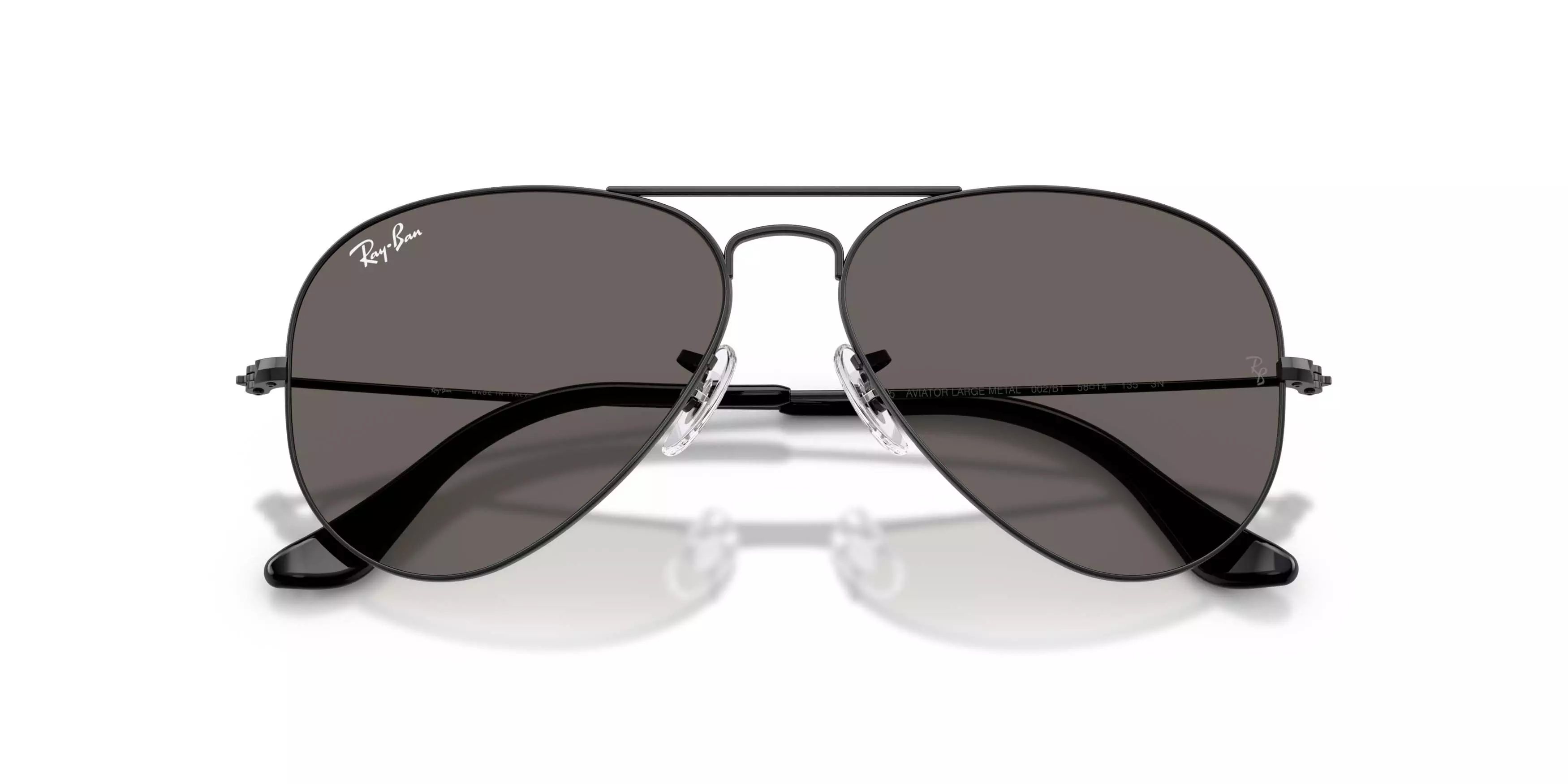 Ray-Ban Aviator Classic Dark Grey Sunglasses - Polished Black - BLACK/GREY