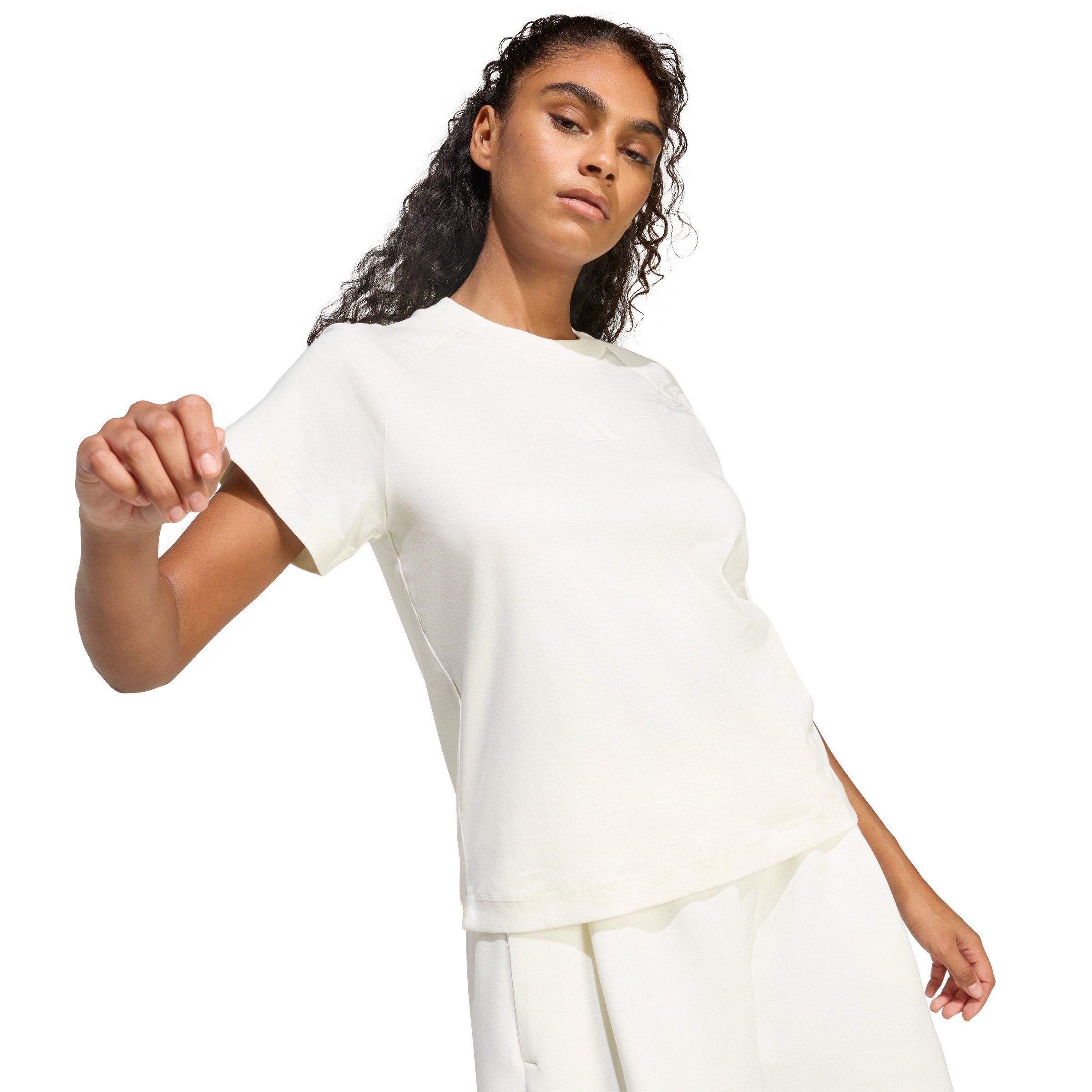 adidas Women's Soft Lux Tee - Off-White - OFF-WHITE Thumbnail View 4