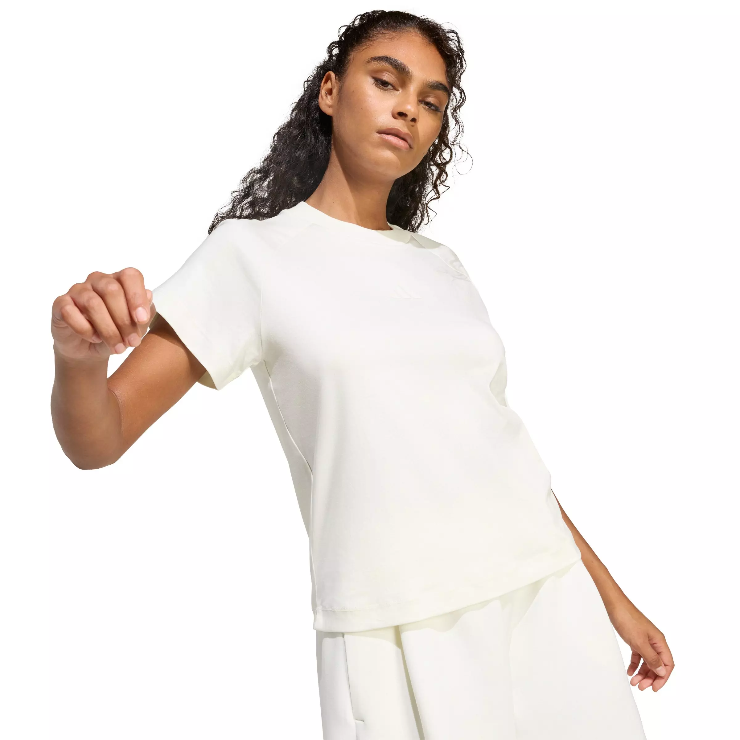 adidas Women's Soft Lux Tee - Off-White - OFF-WHITE