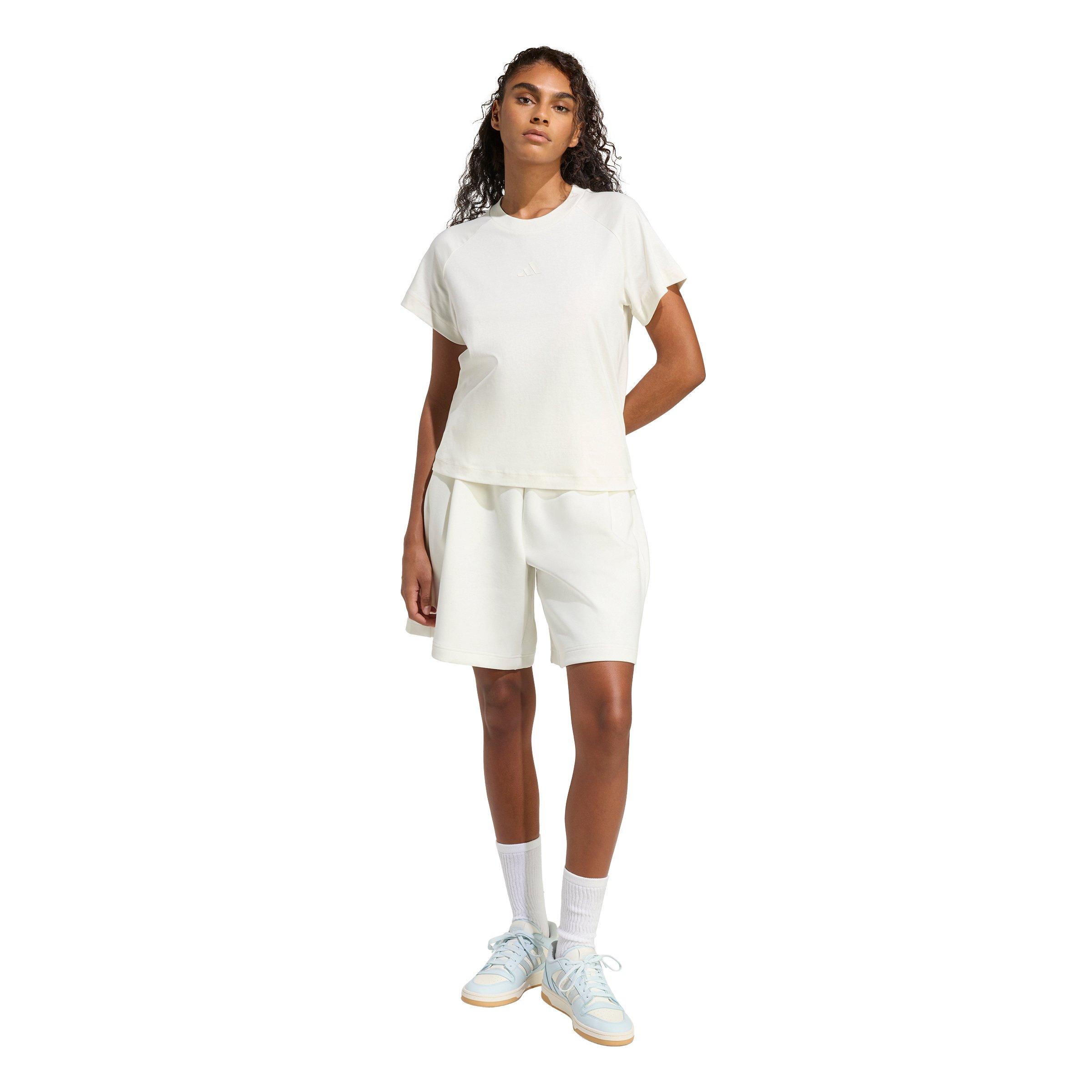 adidas Women's Soft Lux Tee - Off-White - OFF-WHITE Thumbnail View 5