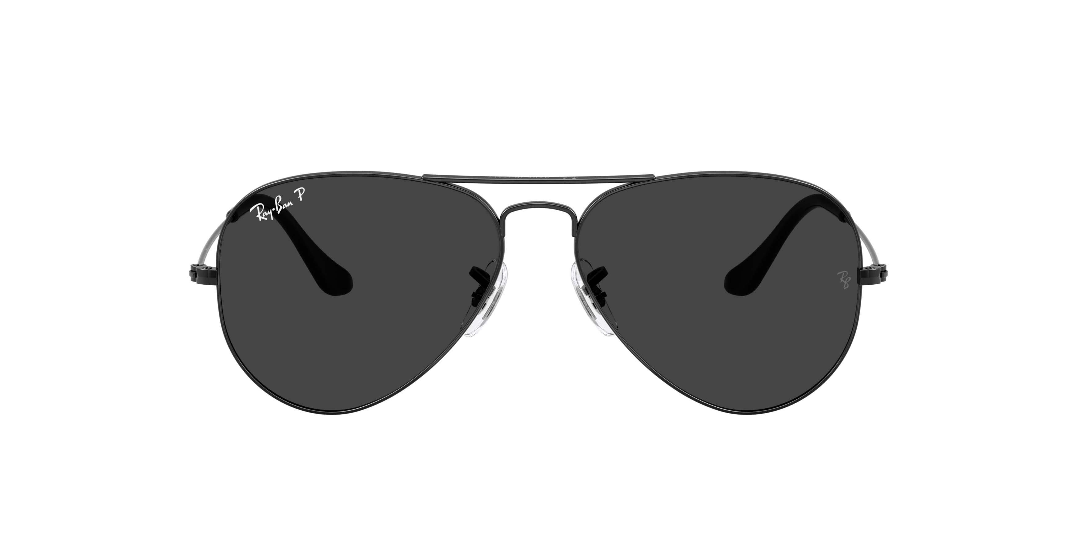 Ray-Ban Aviator Classic Black Polarized Sunglasses - Polished Black - BLACK
