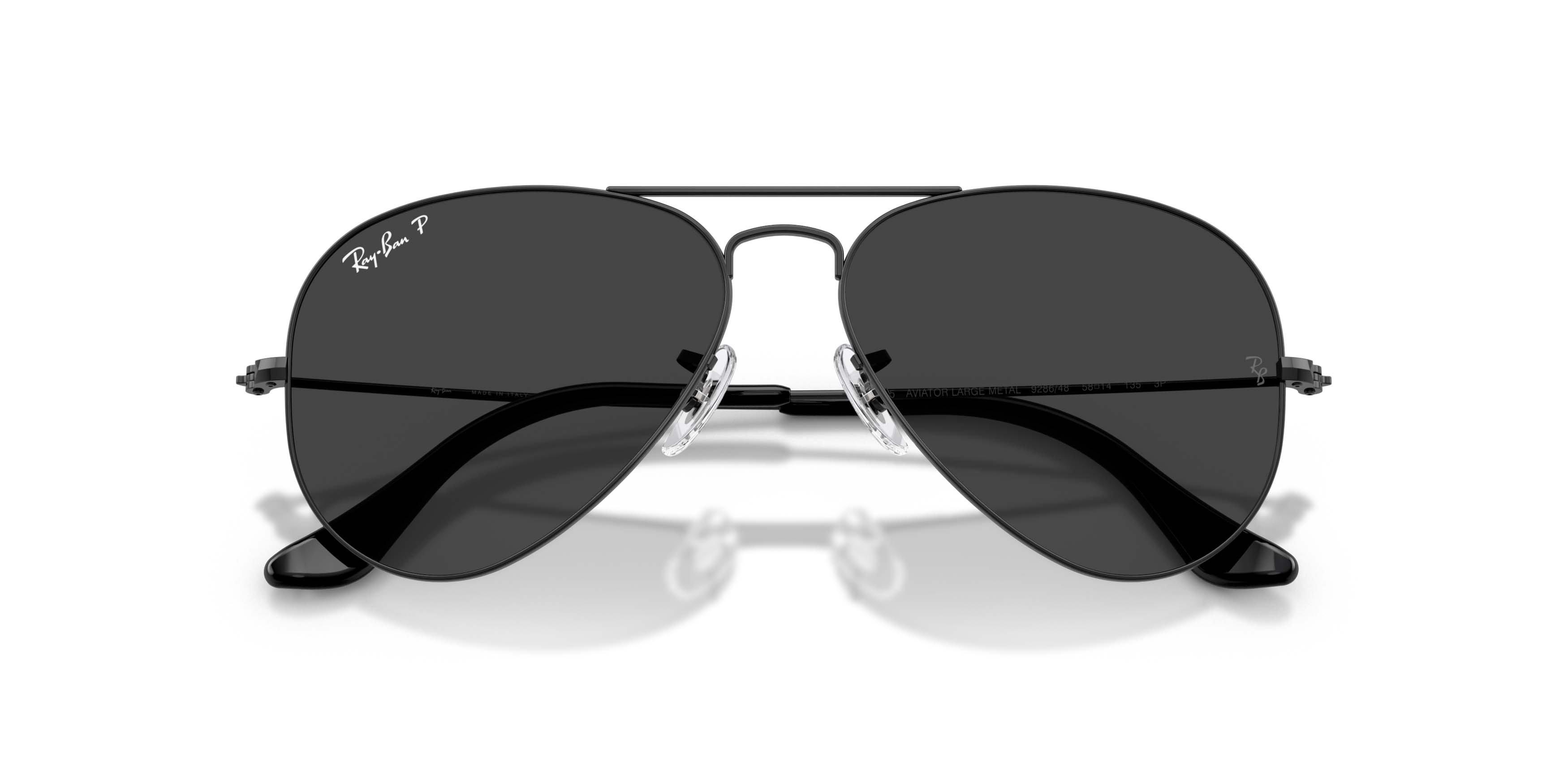 Ray-Ban Aviator Classic Black Polarized Sunglasses - Polished Black - BLACK