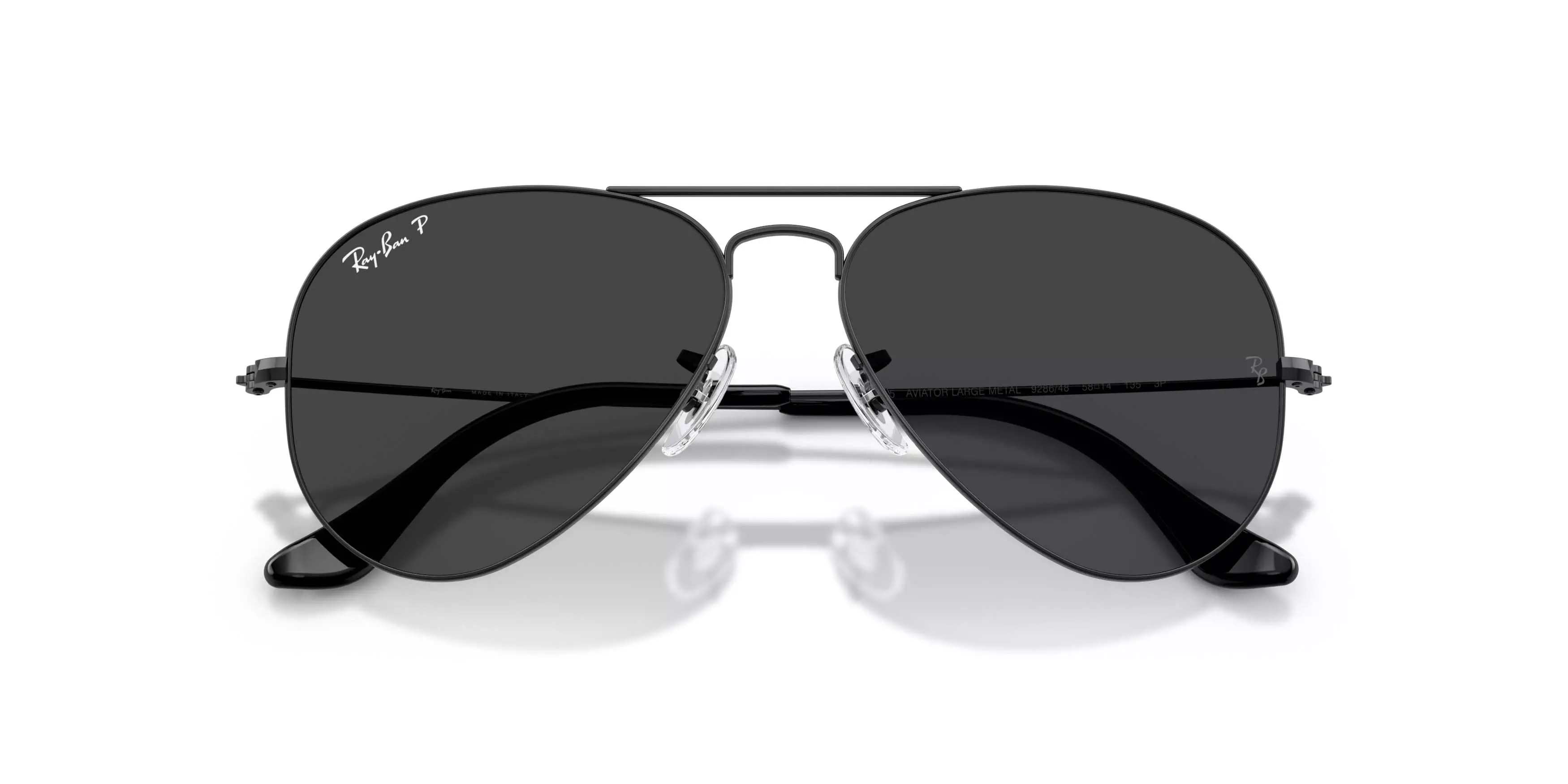 Ray-Ban Aviator Classic Black Polarized Sunglasses - Polished Black - BLACK