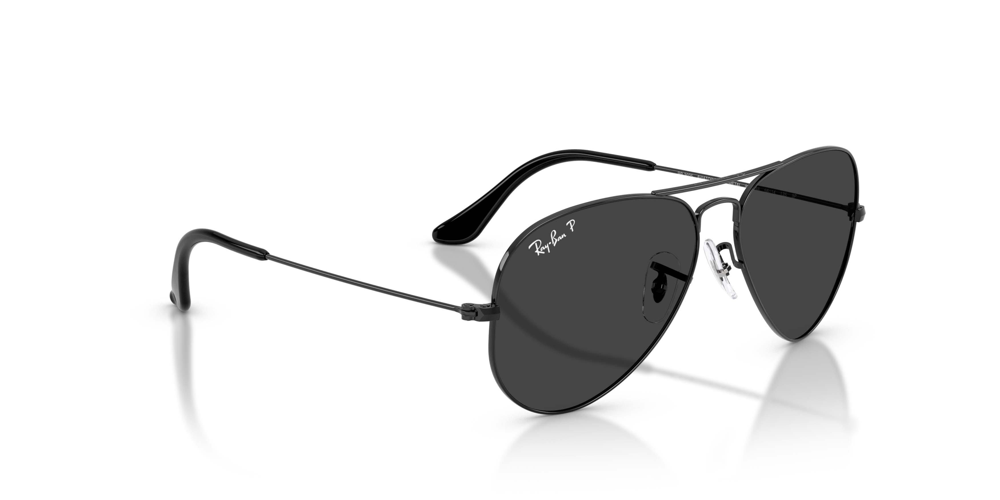 Ray-Ban Aviator Classic Black Polarized Sunglasses - Polished Black - BLACK