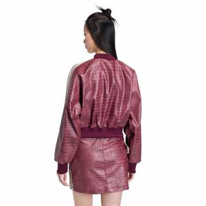 adidas Women's Pleather Jacket - Maroon