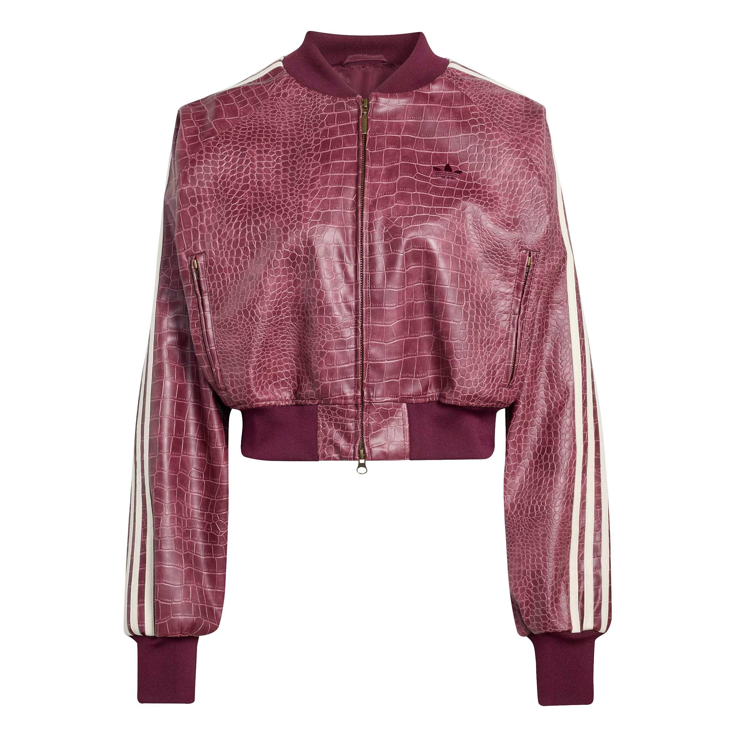 adidas Women's Pleather Jacket - Maroon - MAROON Thumbnail View 6