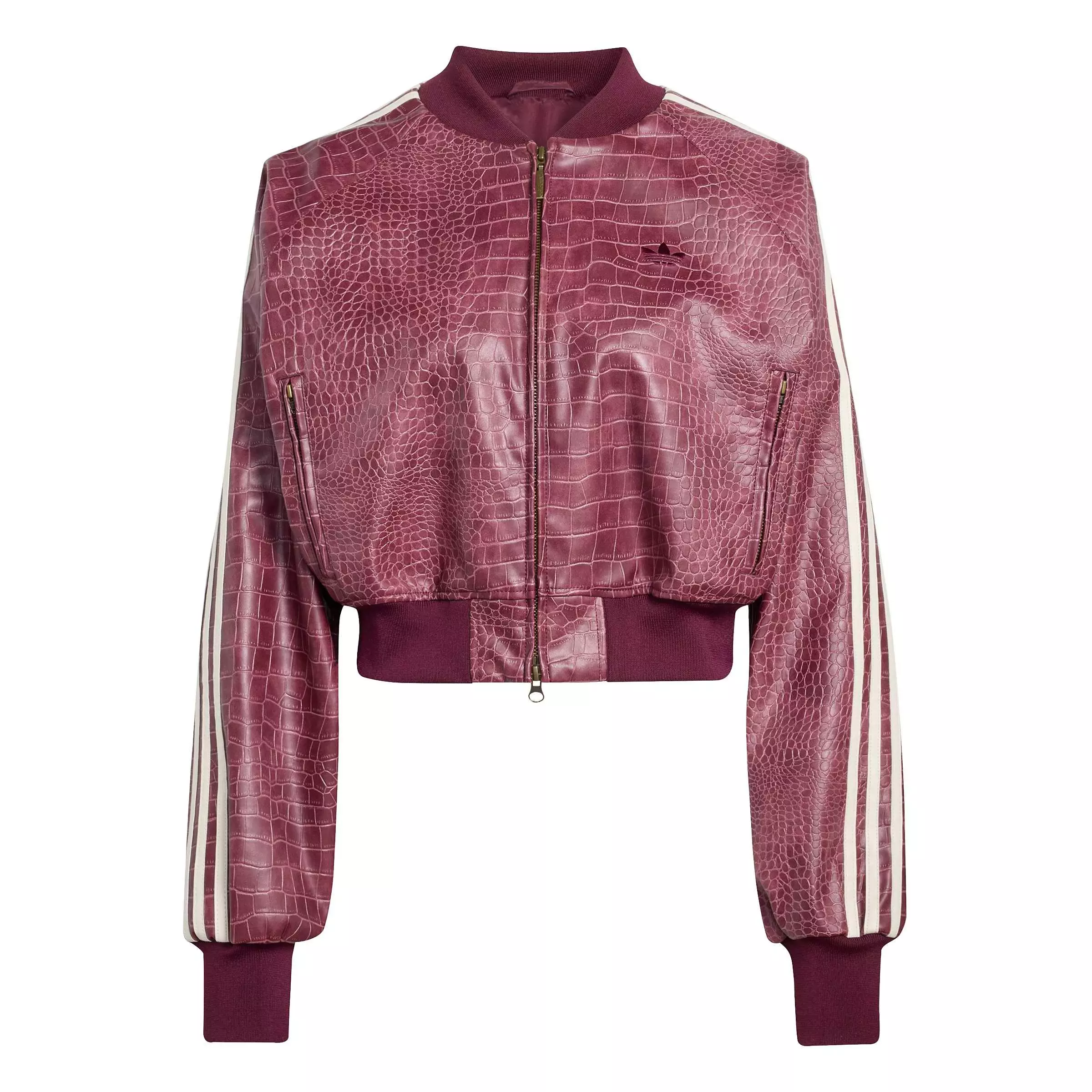 adidas Women's Pleather Jacket - Maroon - MAROON