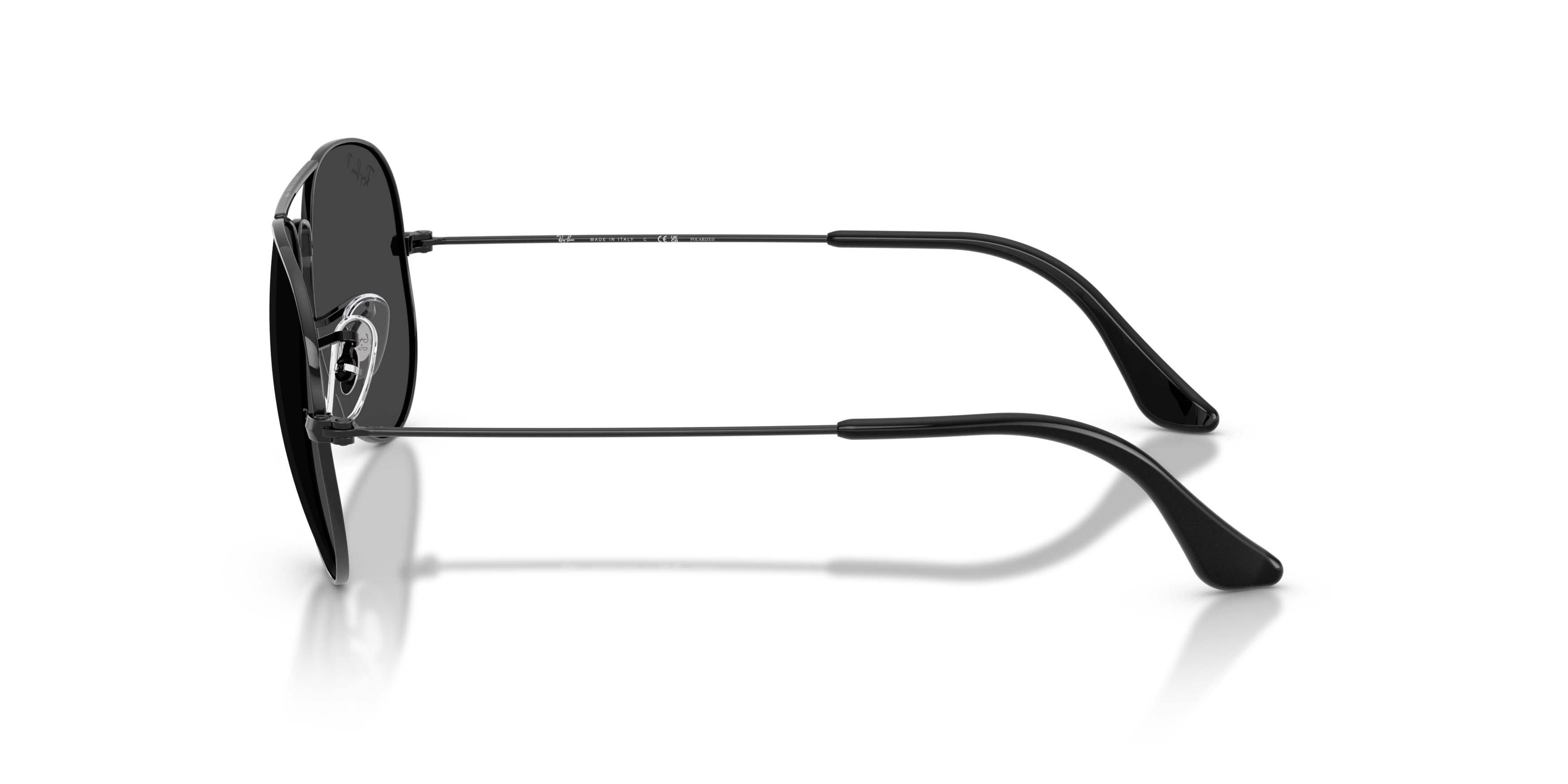 Ray-Ban Aviator Classic Black Polarized Sunglasses - Black - BLACK/GREY