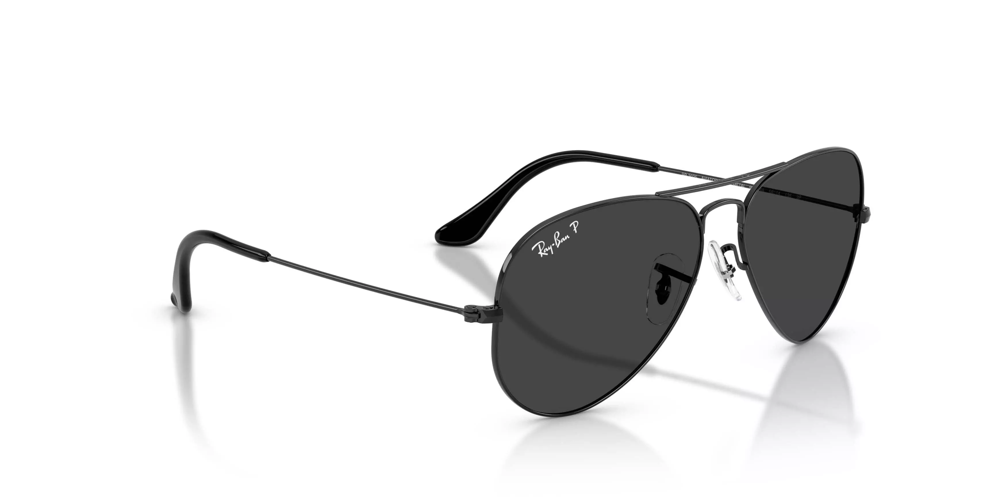 Ray-Ban Aviator Classic Black Polarized Sunglasses - Black - BLACK/GREY